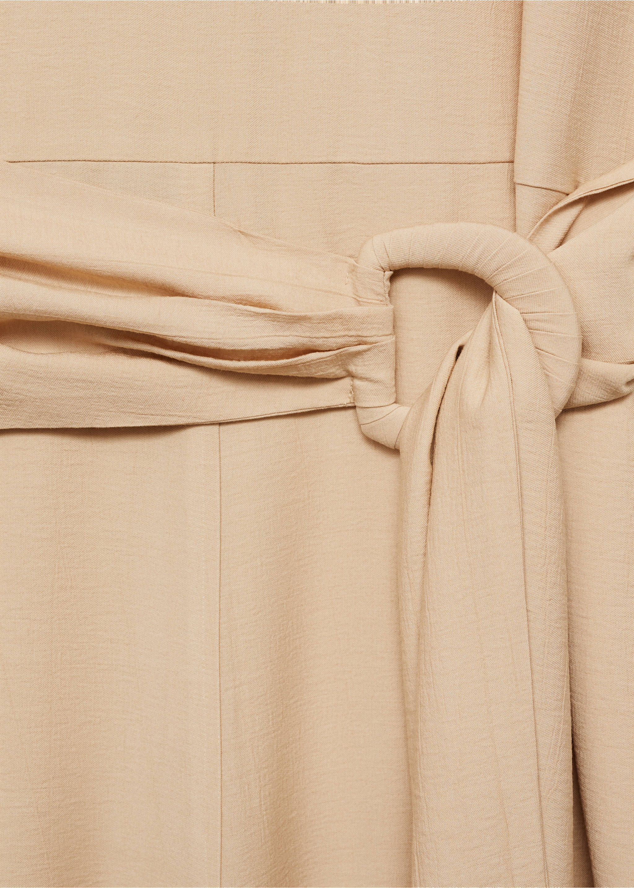 Straight-fit short-sleeved jumpsuit with belt - Details of the article 8, Ecru. Ref: 87077907-00.