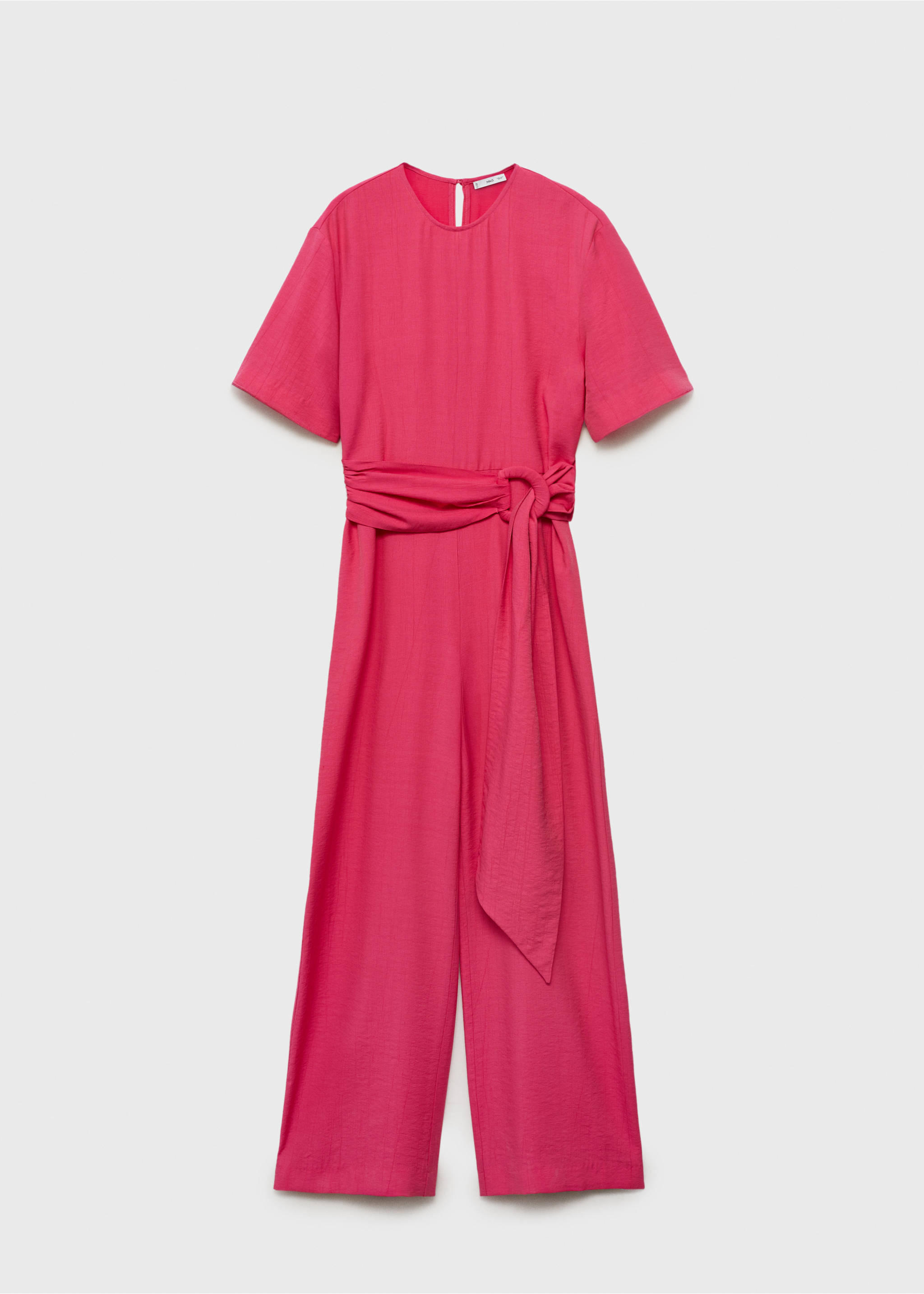 Straight-fit short-sleeved jumpsuit with belt - Article without model, Fuchsia. Ref: 87077907-00.