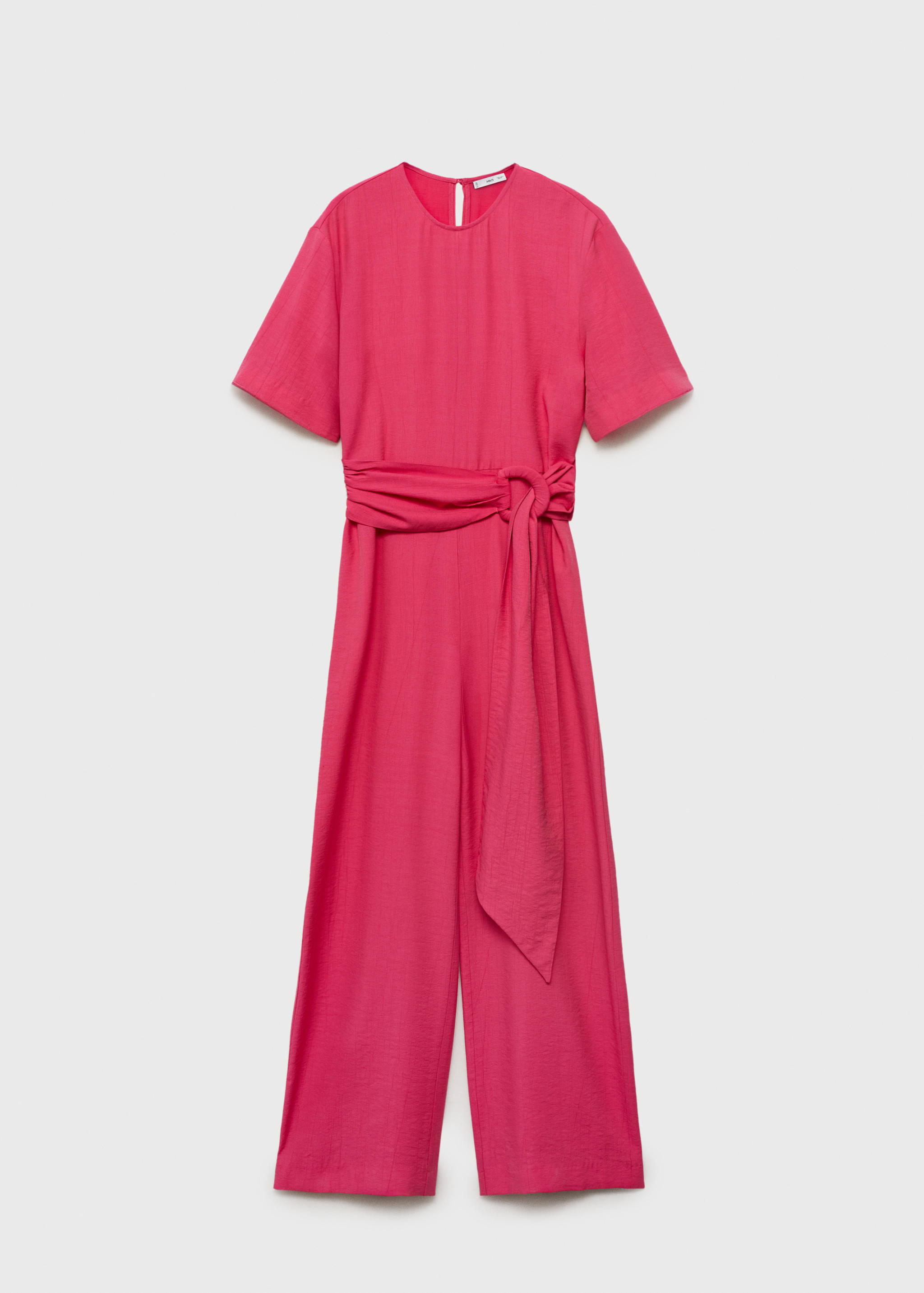 Straight-fit short-sleeved jumpsuit with belt - Article without model