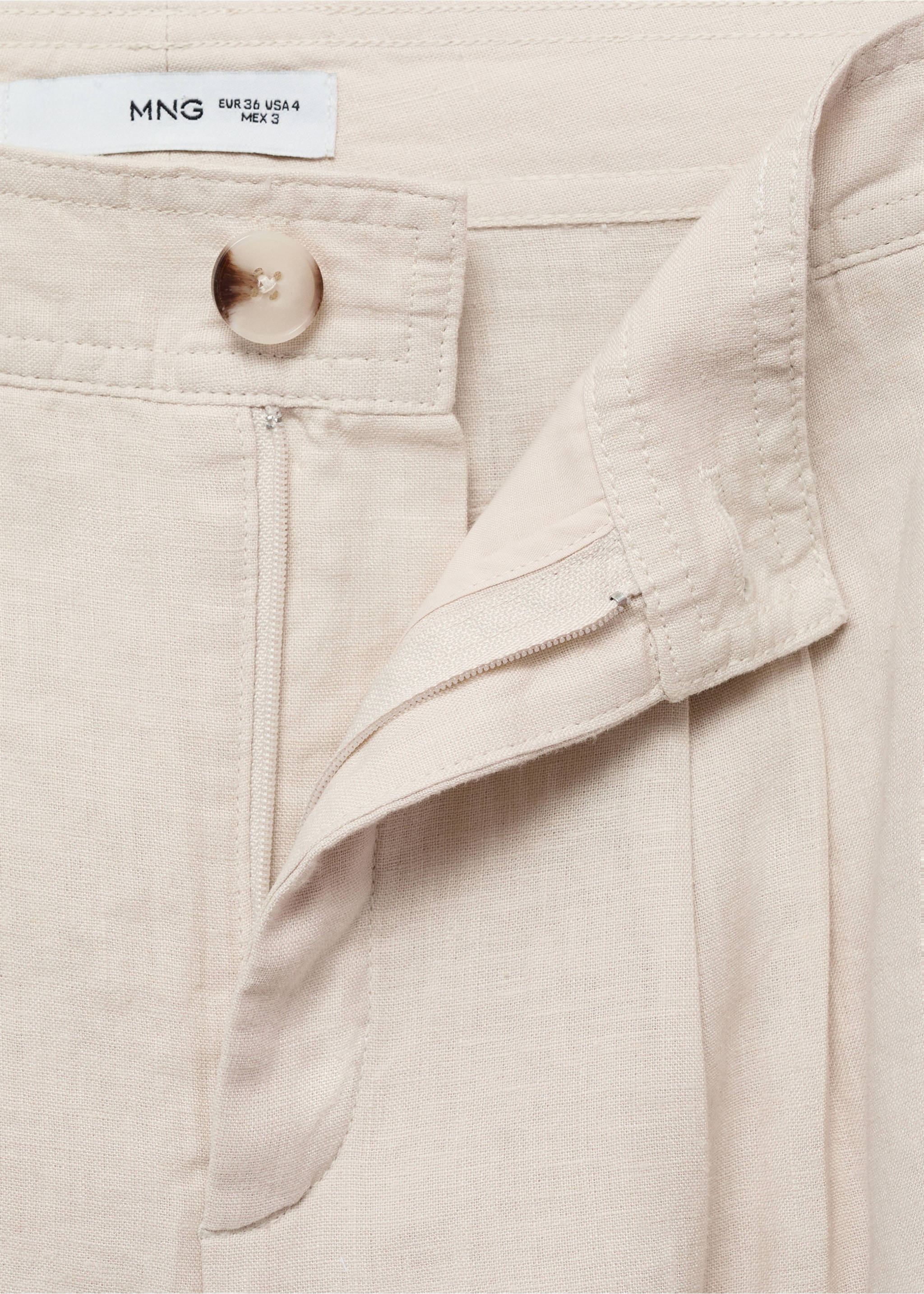 Leinenhose mit Perlmuttknopf - Detail des Artikels 0, Hellgrau/Pastellgrau. Ref: 87078258-00.