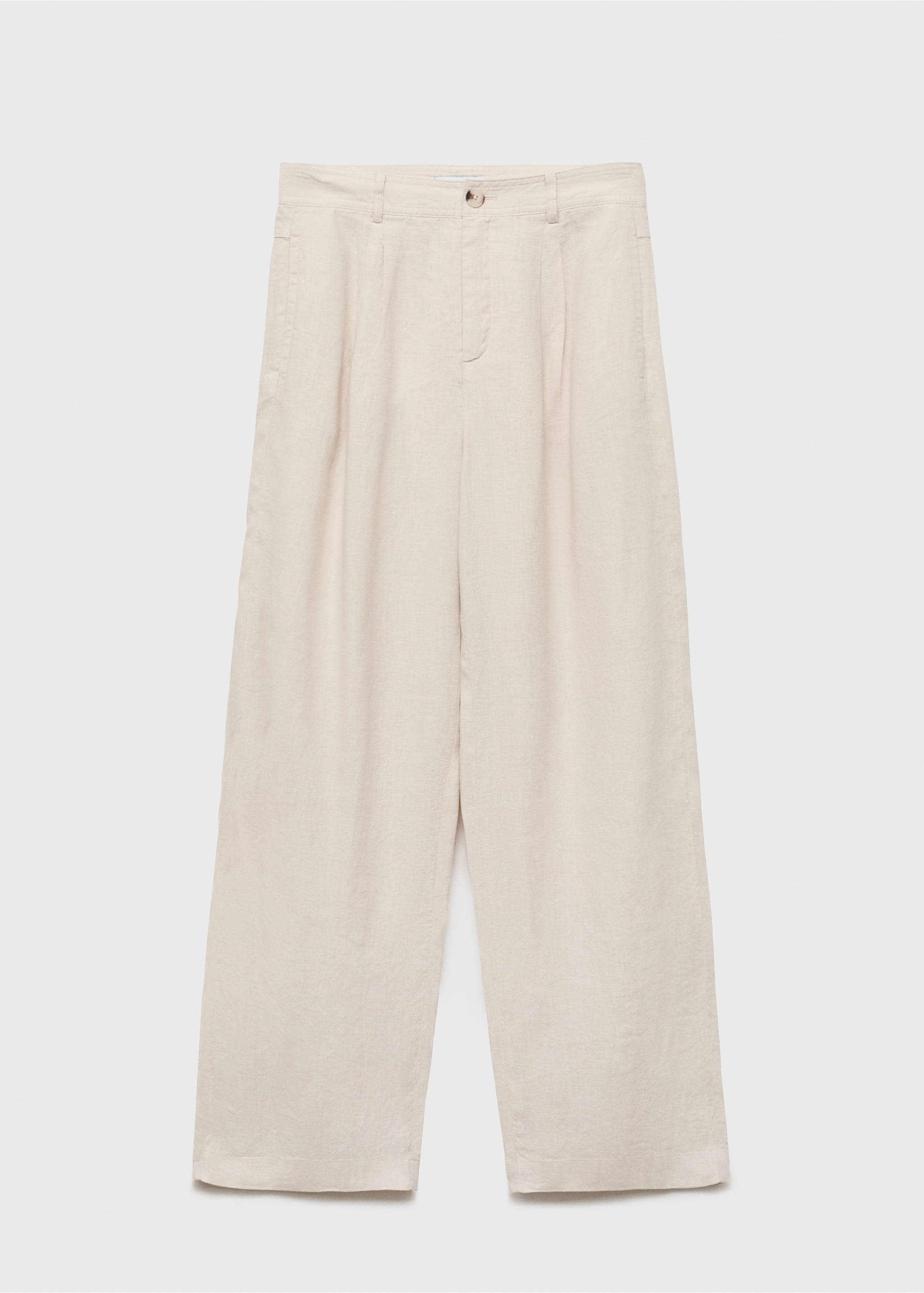 Pantalon lin bouton écaille - Article sans modèle, Gris clair/pastel. Ref: 87078258-00.