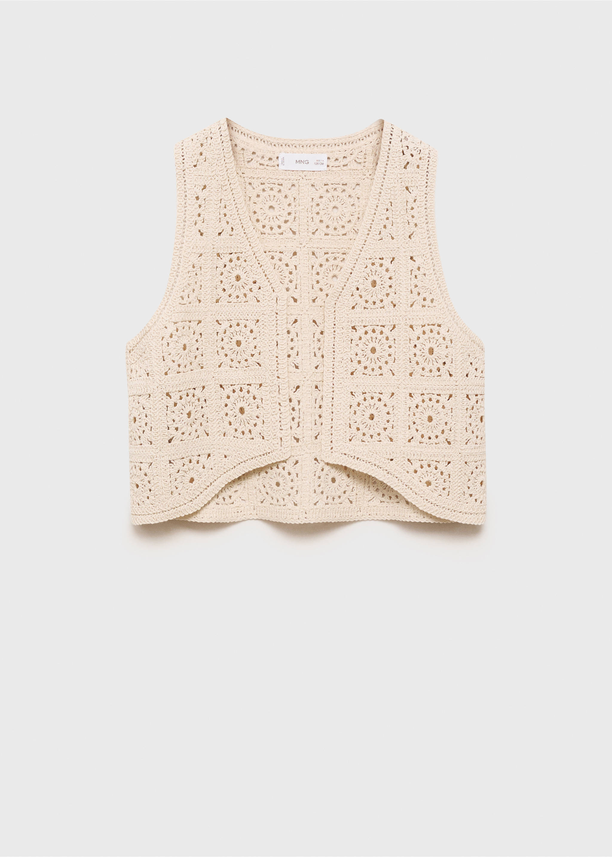 Crochet knitted waistcoat - Article without model, Beige. Ref: 87078268-00.