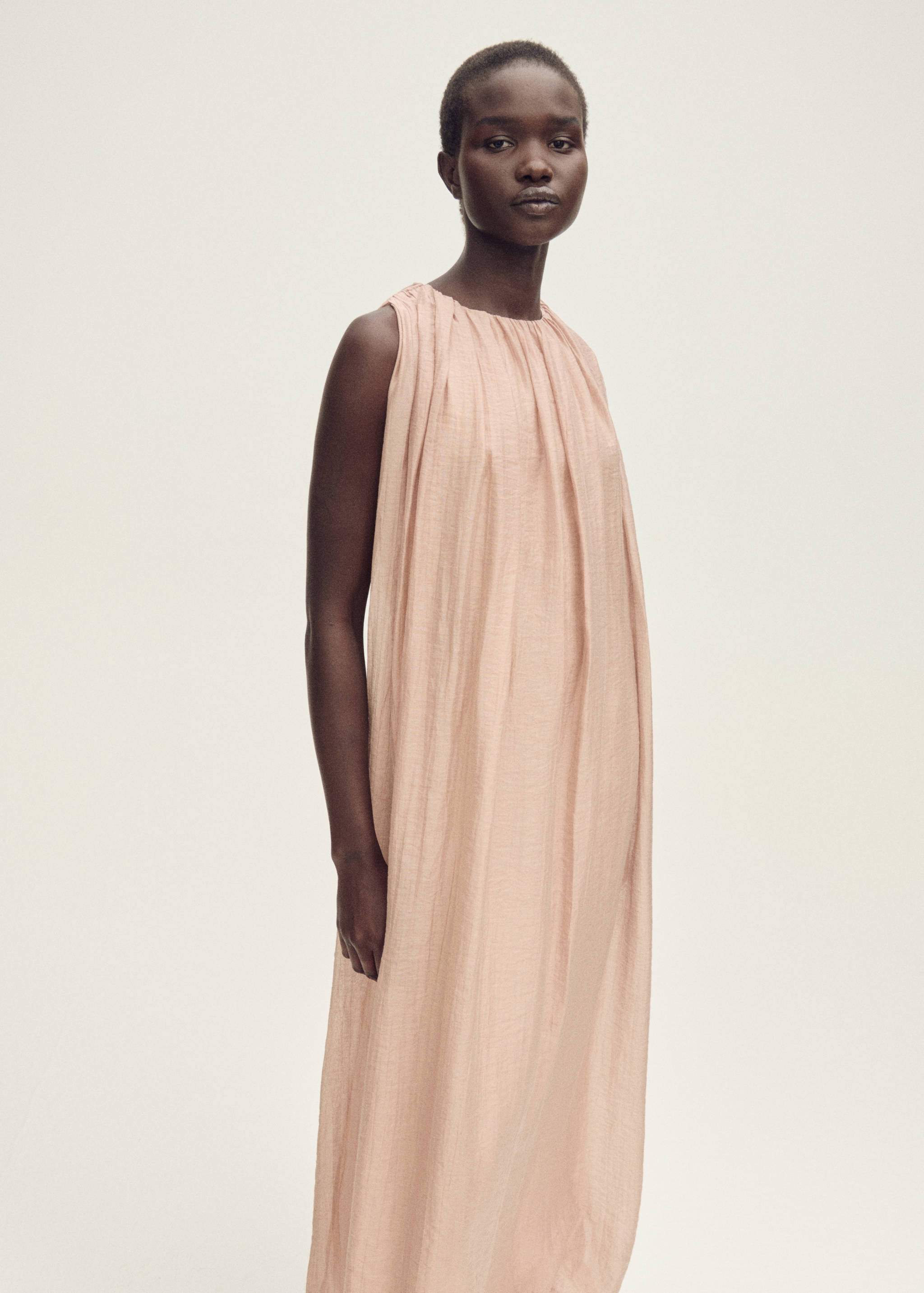 Gathered dress with puffed hem - Medium plane