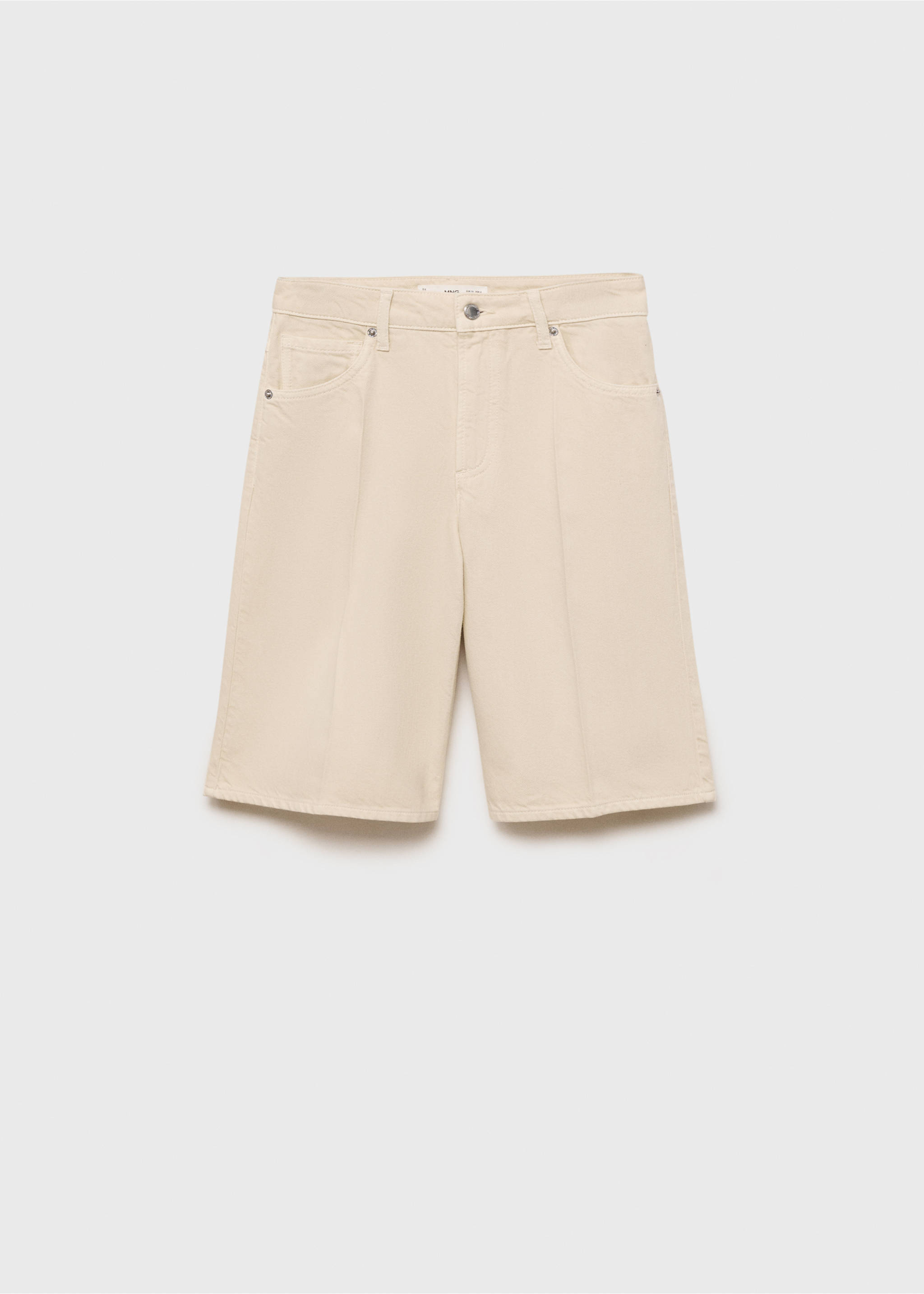 High-waisted denim bermuda jorts - Article without model, White. Ref: 87078641-00.