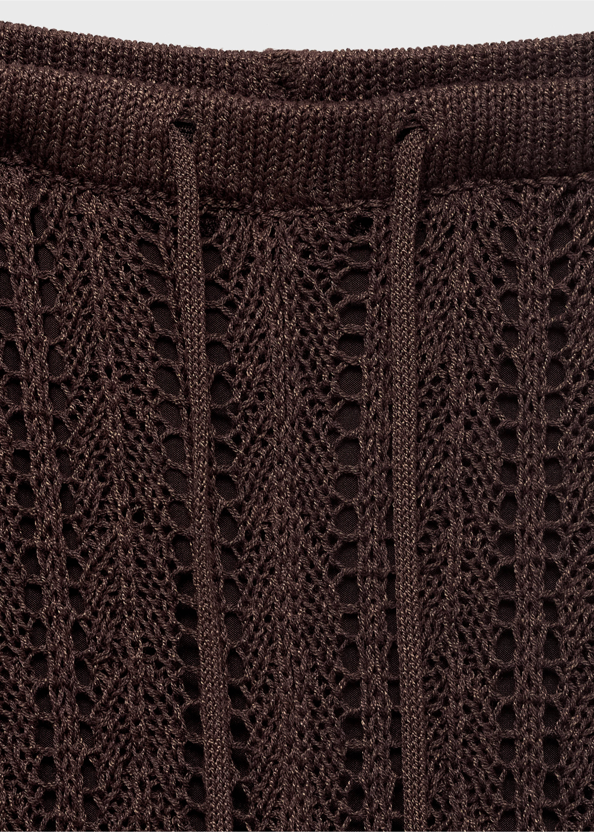 Pantalon droit maille côtelée - Détail de l'article 8, Chocolat. Ref: 87078643-00.