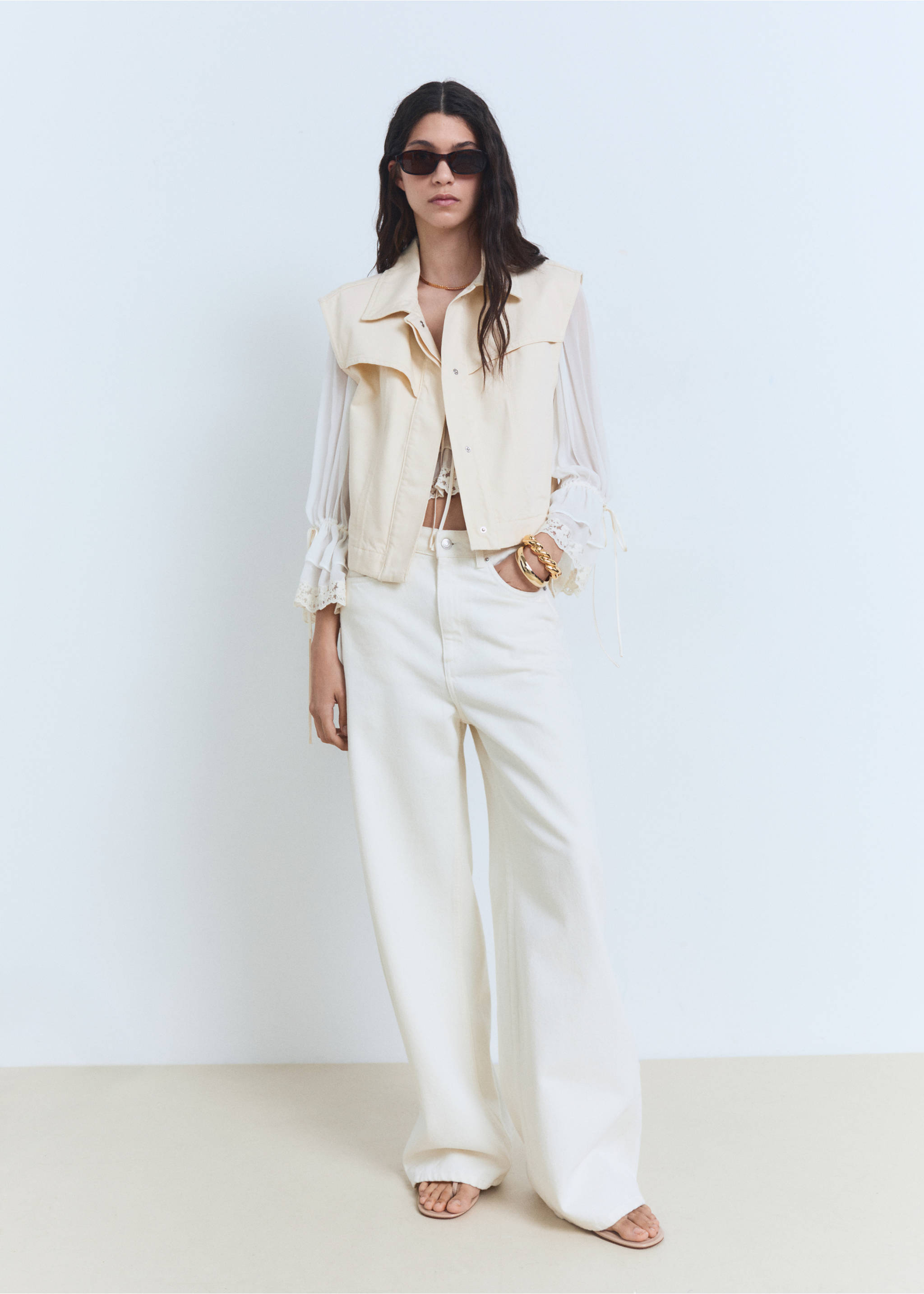 Gilet effet denim - Plan général, Écru. Ref: 87078644-00.