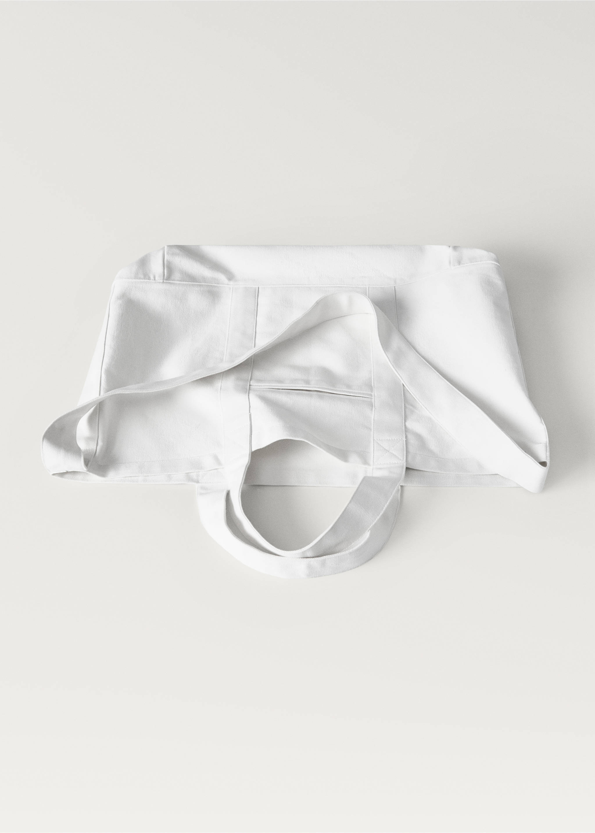 Strandtasche aus einfarbiger Baumwolle - Detail des Artikels 3, Cremeweiß. Ref: 87078647-00.