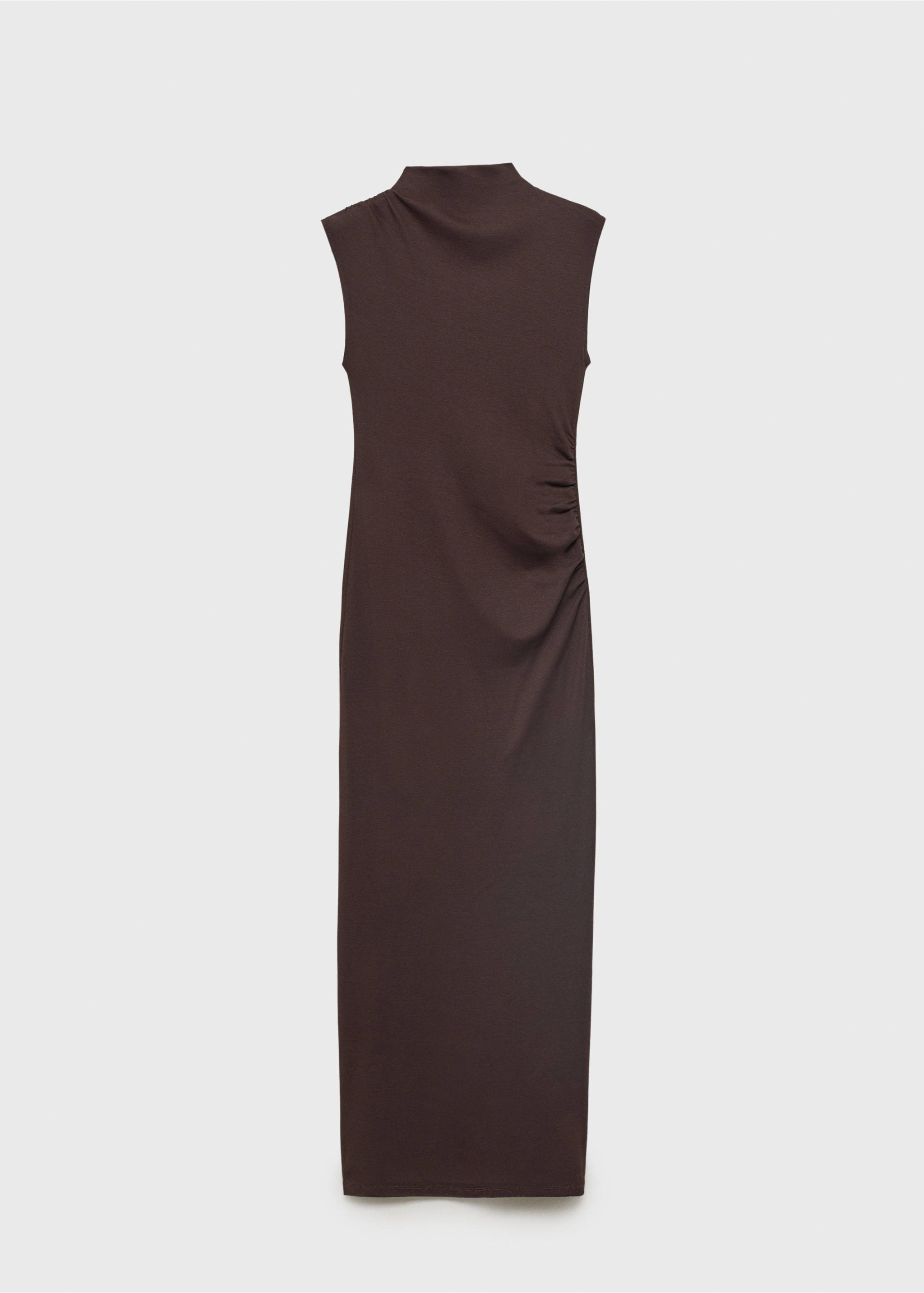 Draped dress with perkins collar - Article without model, Brown. Ref: 87078650-00.
