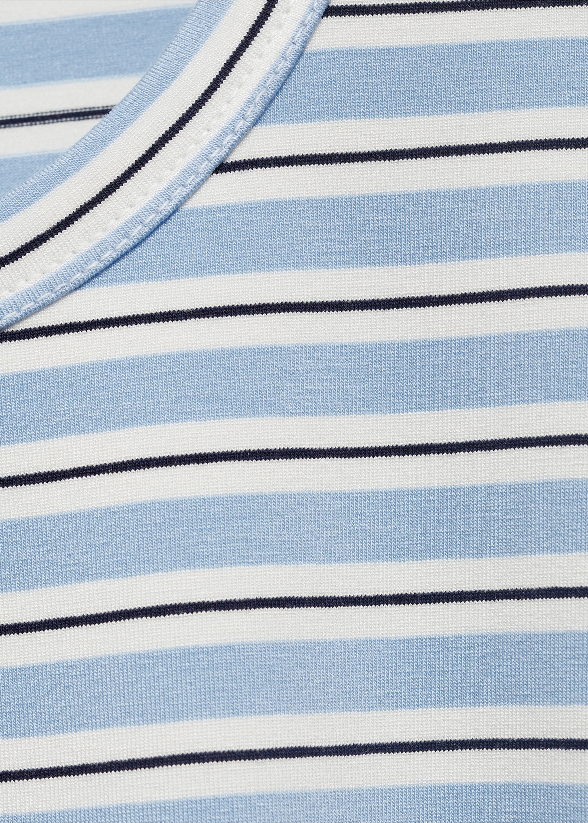 Short striped dress with knot - Details of the article 8, Sky Blue. Ref: 87078651-00.