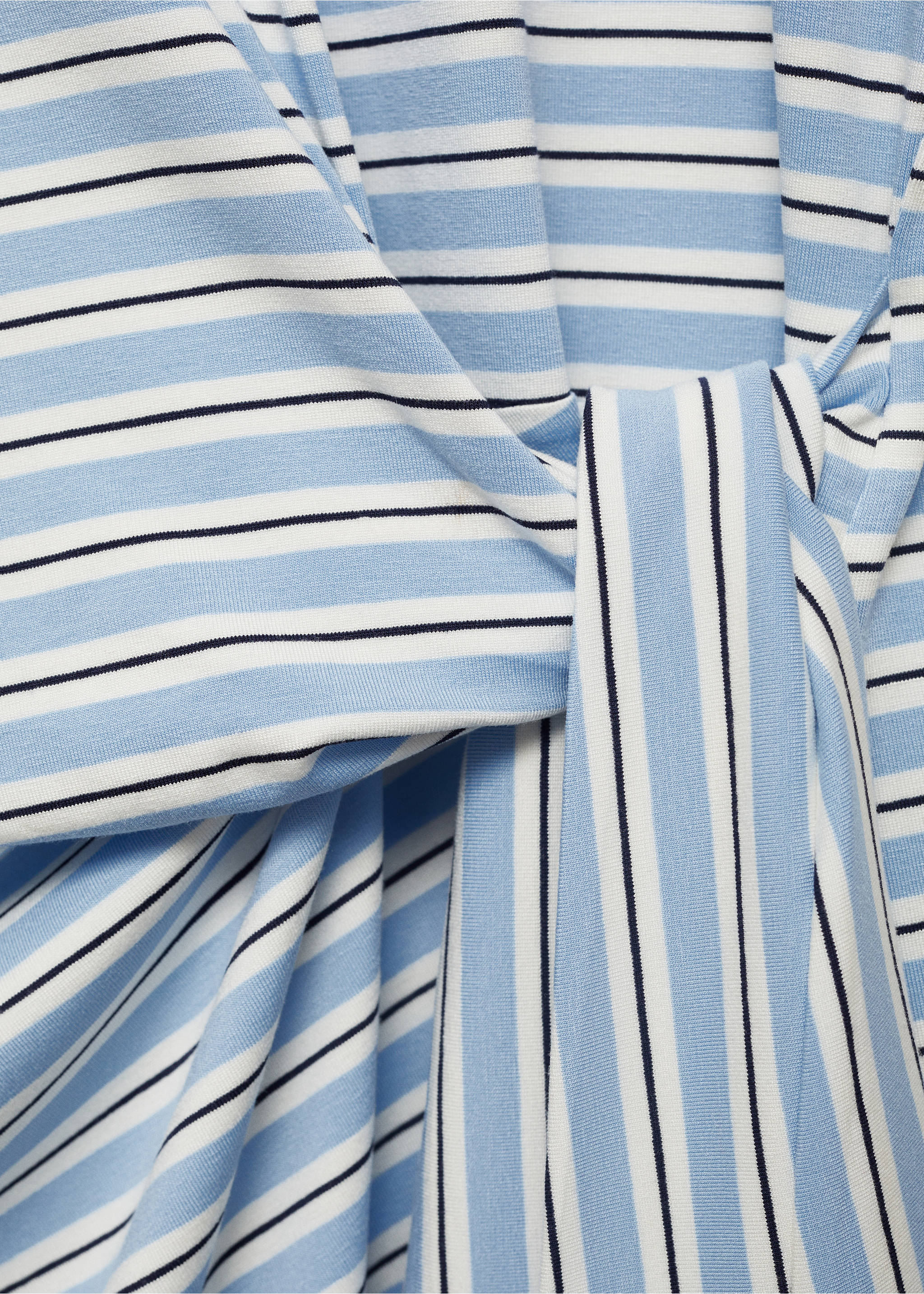 Short striped dress with knot - Details of the article 0, Sky Blue. Ref: 87078651-00.