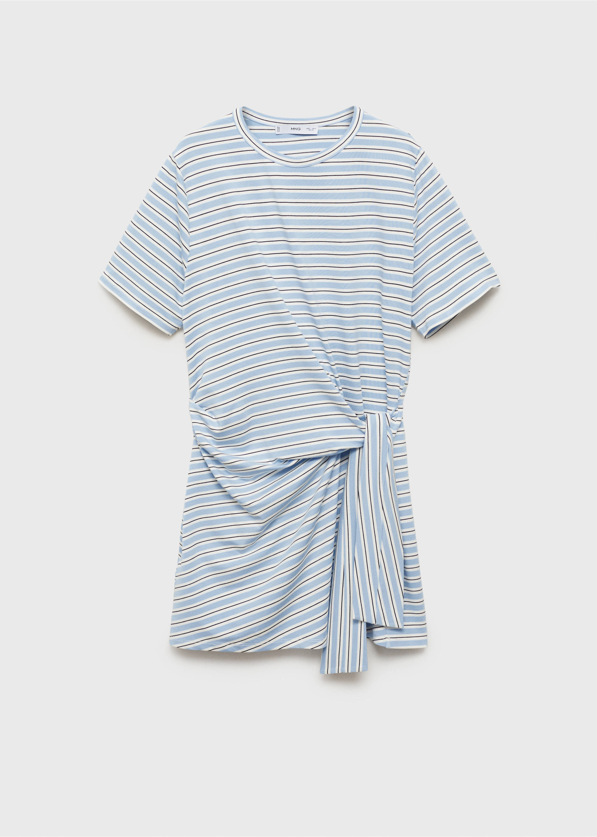 Short striped dress with knot - Article without model, Sky Blue. Ref: 87078651-00.