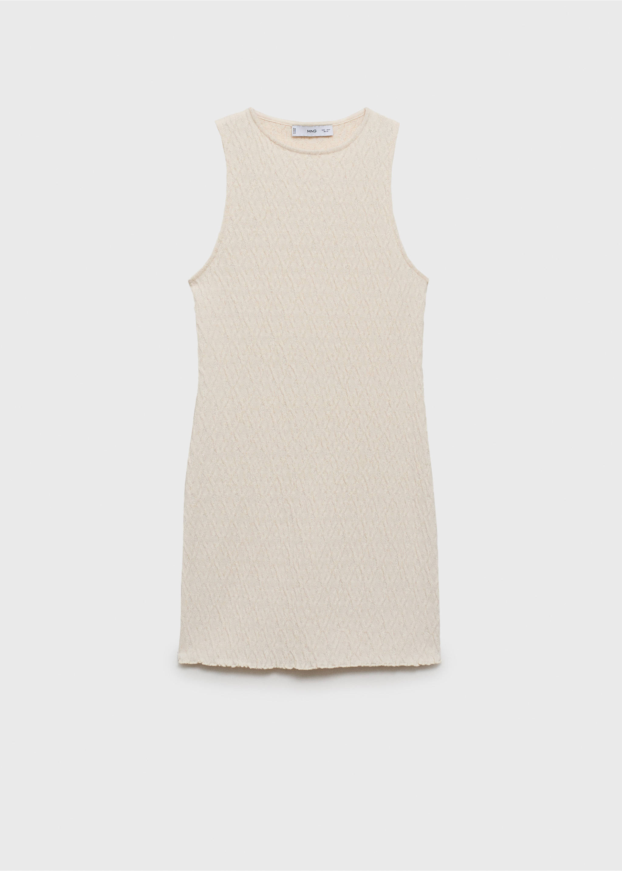 Fitted textured knitted dress - Article without model, Ecru. Ref: 87079064-00.
