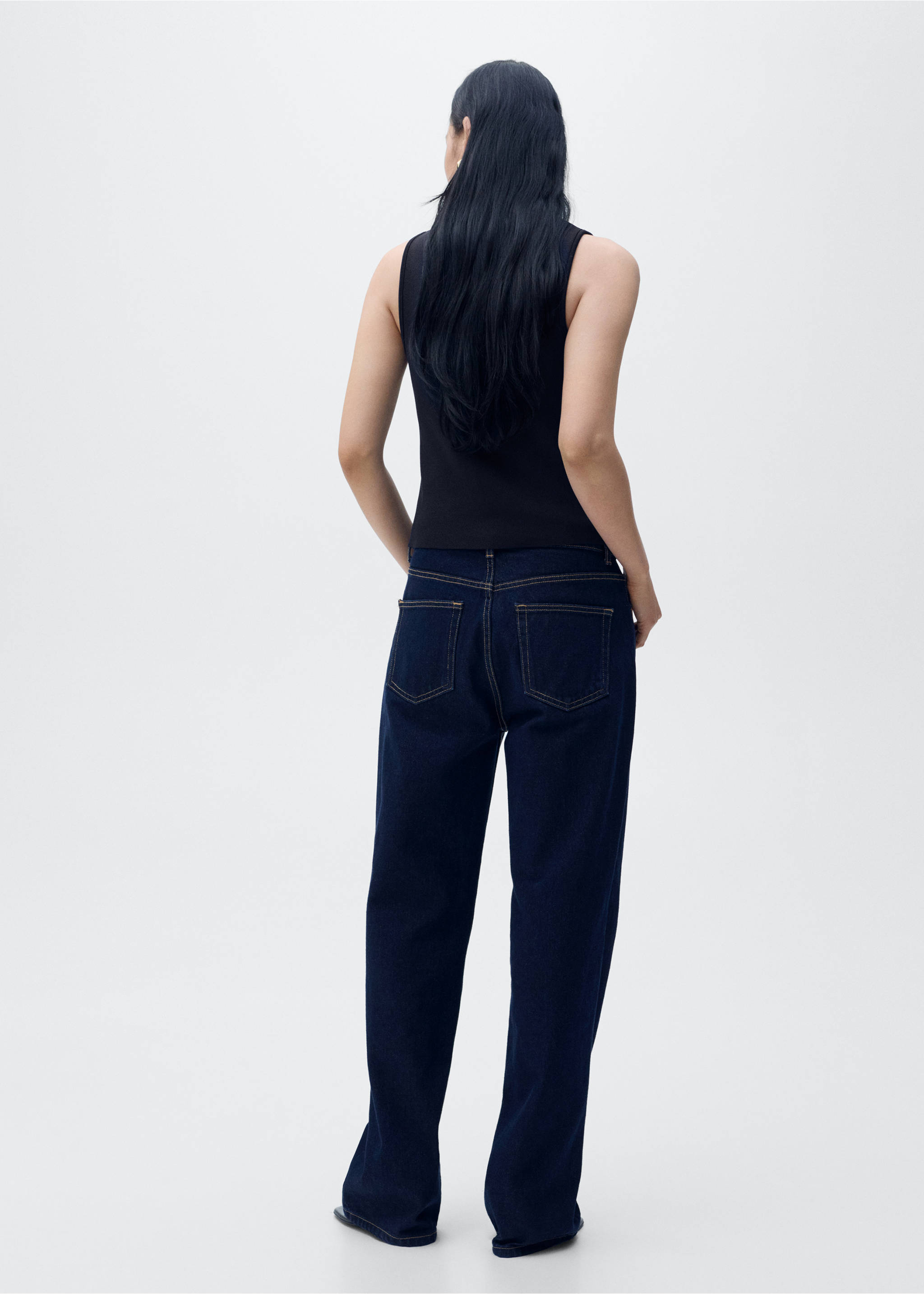 Knitted waistcoat with jewel buttons - Reverse of the article, Navy. Ref: 87079065-00.