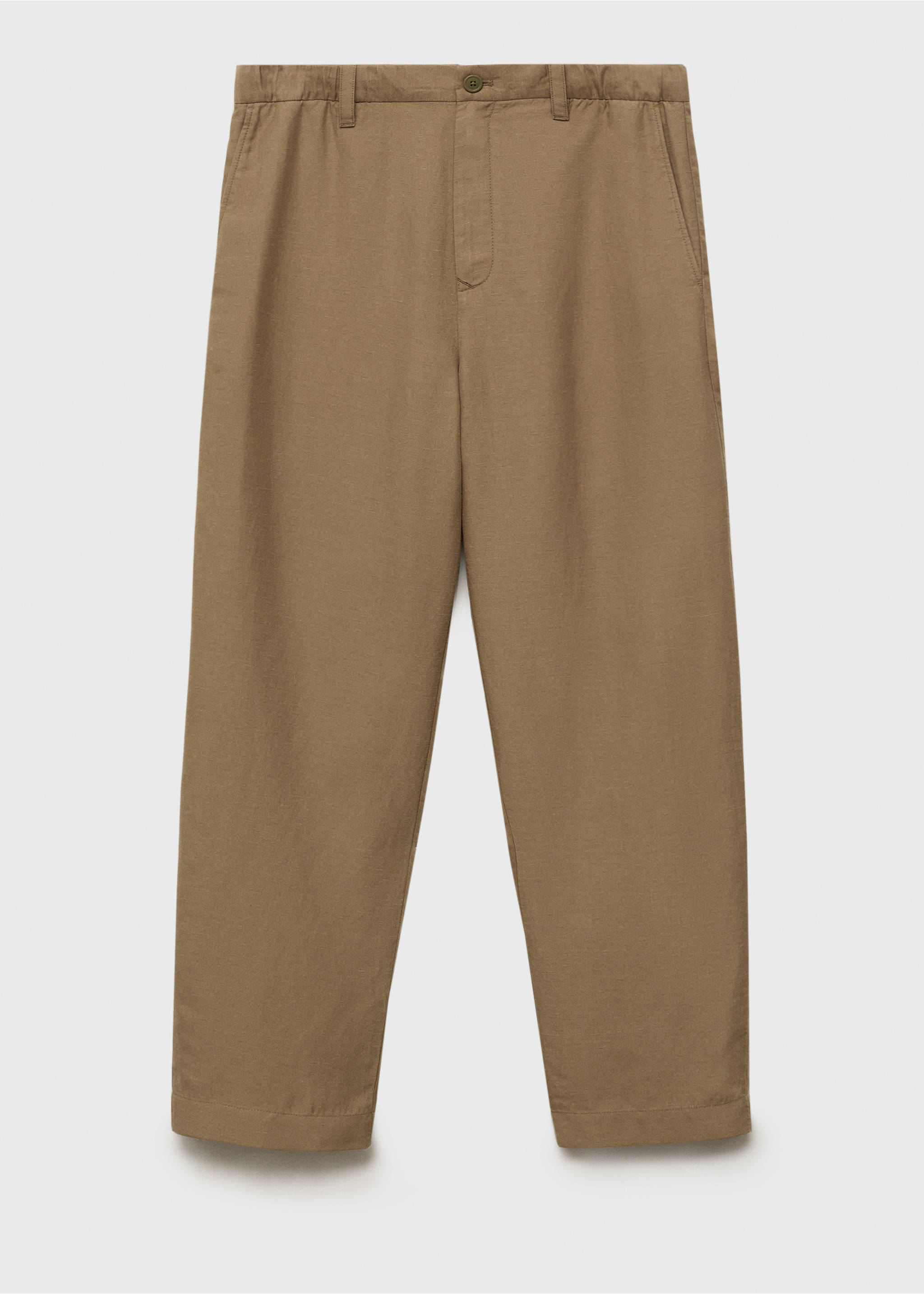 Linen-blend trousers with an elastic waistband - Article without model, Ochre. Ref: 87079204-00.