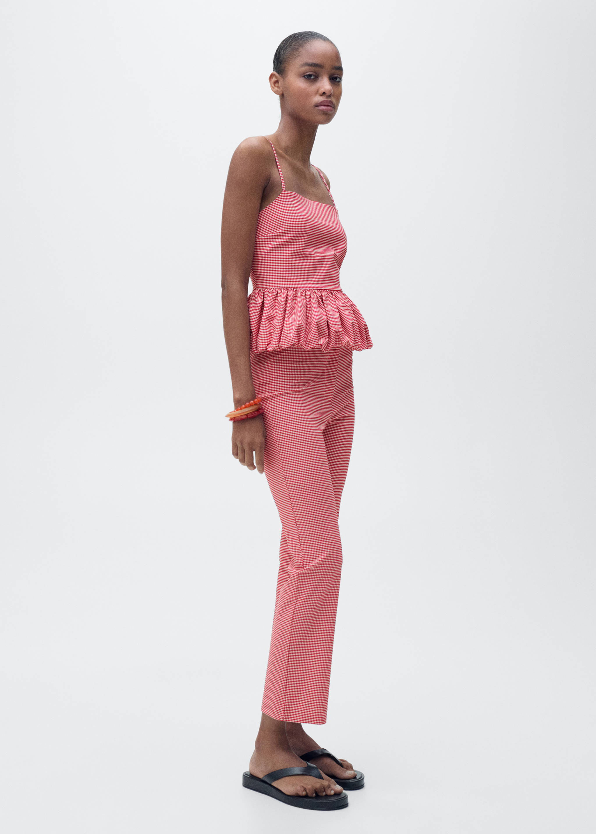Gingham-check cropped pants - General plane