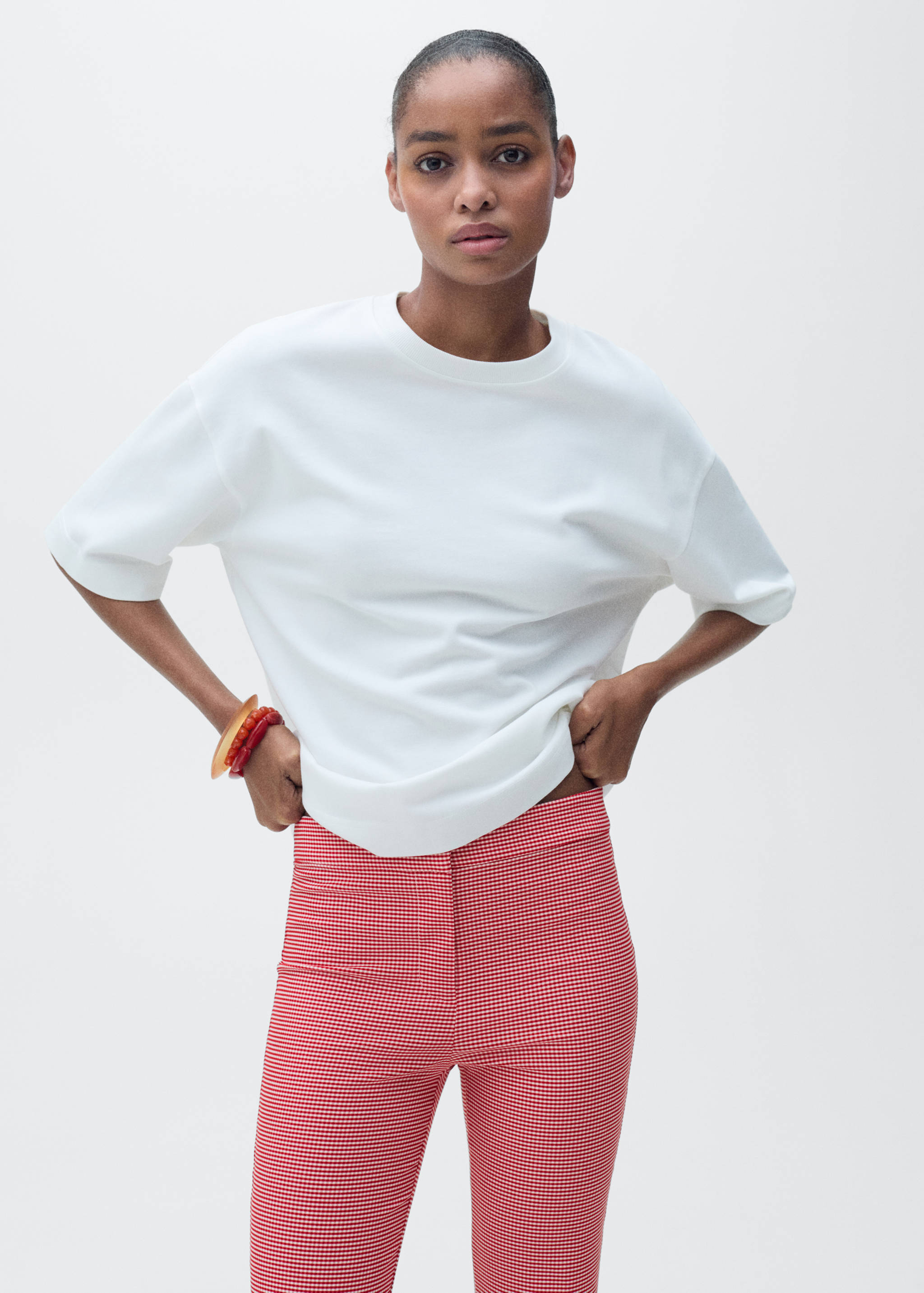 Gingham-check cropped pants - Details of the article 1