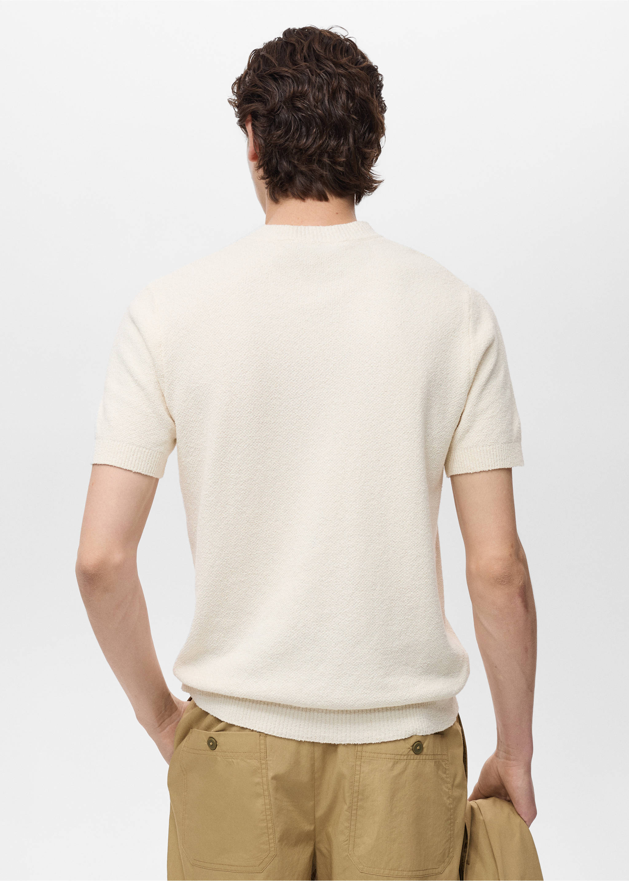 Cotton fine-knit t-shirt - Reverse of the article, Ivory White. Ref: 87079209-00.
