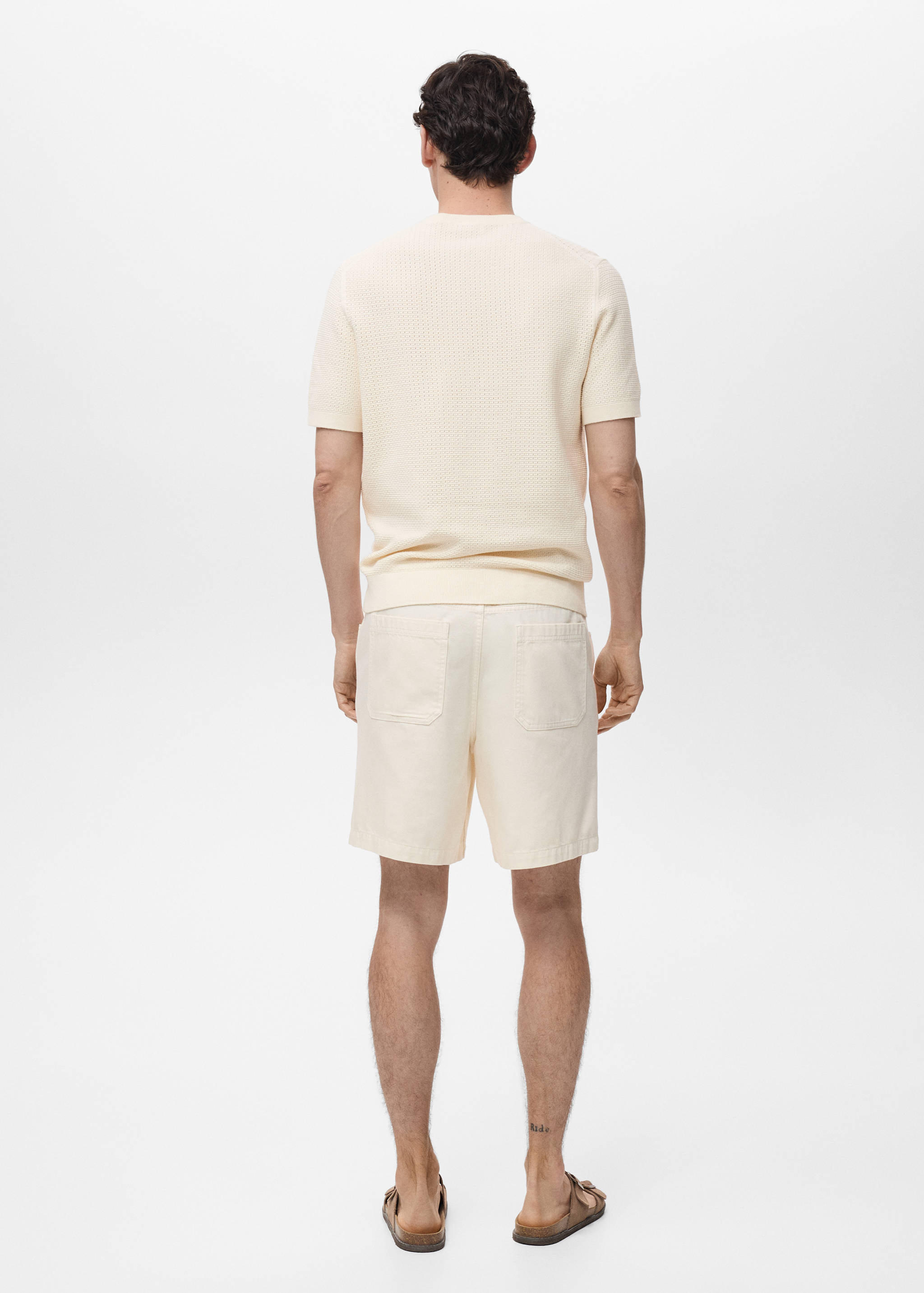 Openwork knitted cotton t-shirt - Reverse of the article