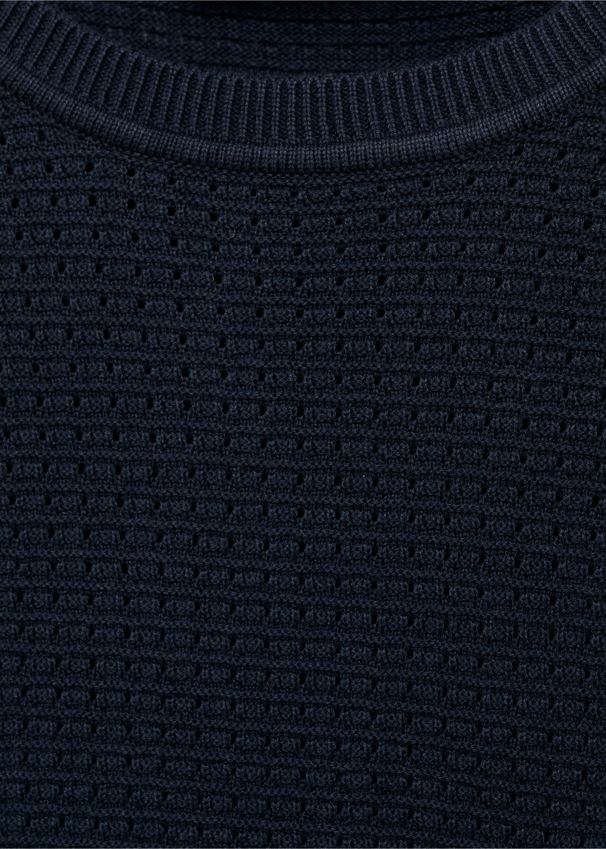 Openwork knitted cotton t-shirt - Details of the article 8, Ink Blue. Ref: 87079211-00.