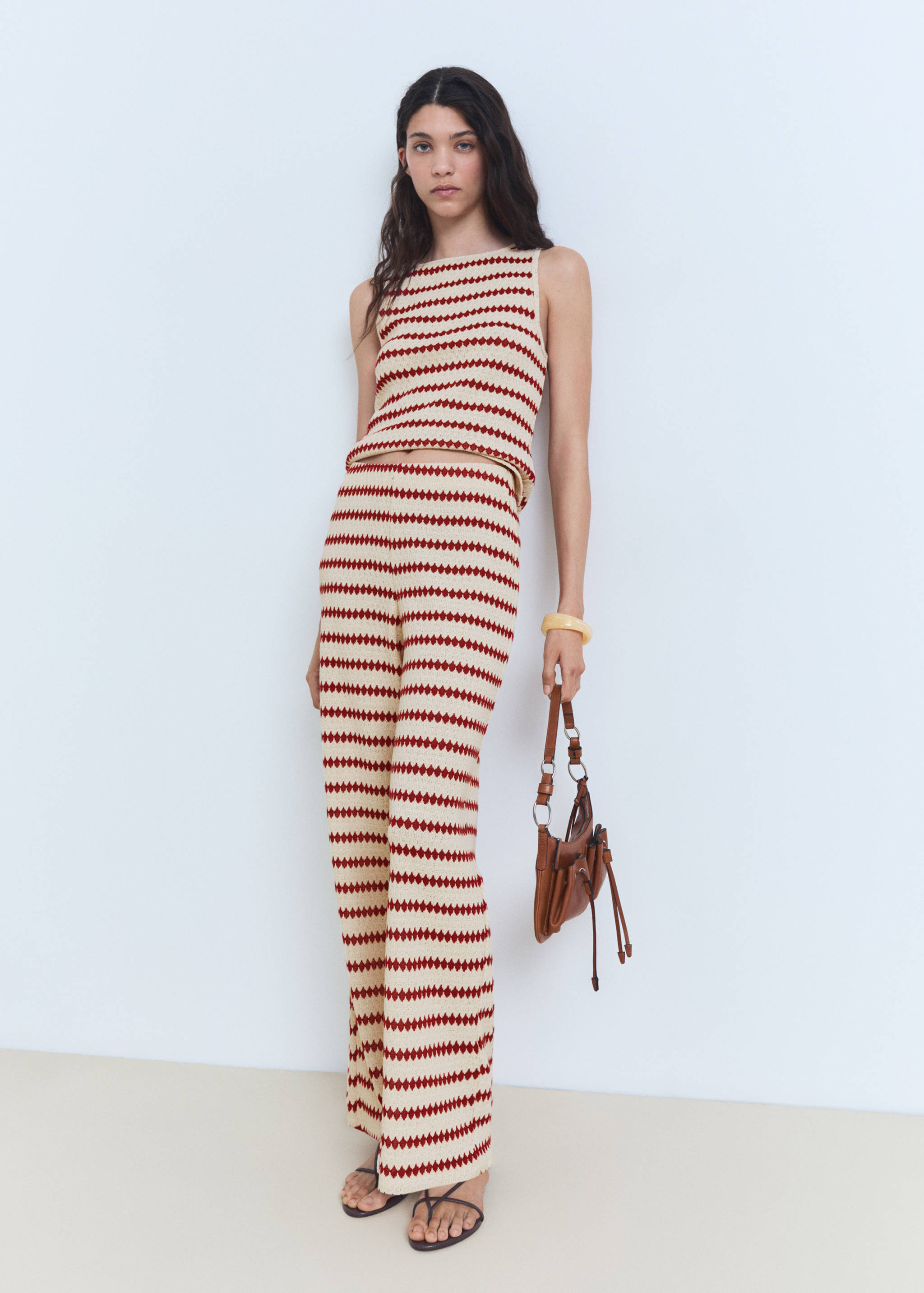 Knitted trousers with geometric print - General plane