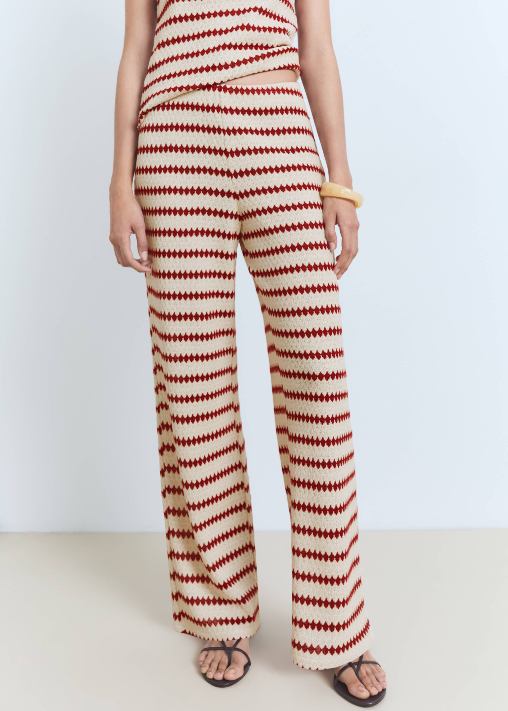 Knitted trousers with geometric print - Medium plane