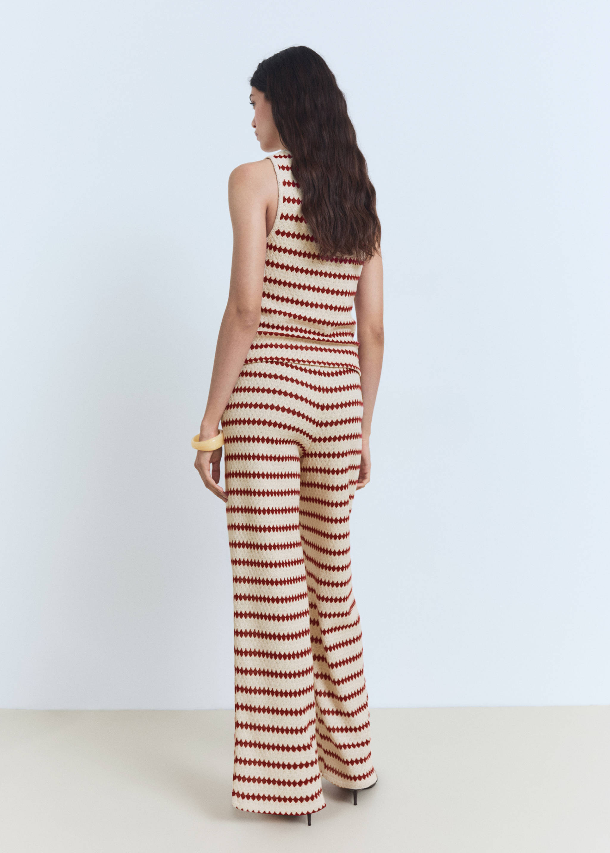 Knitted trousers with geometric print - Reverse of the article