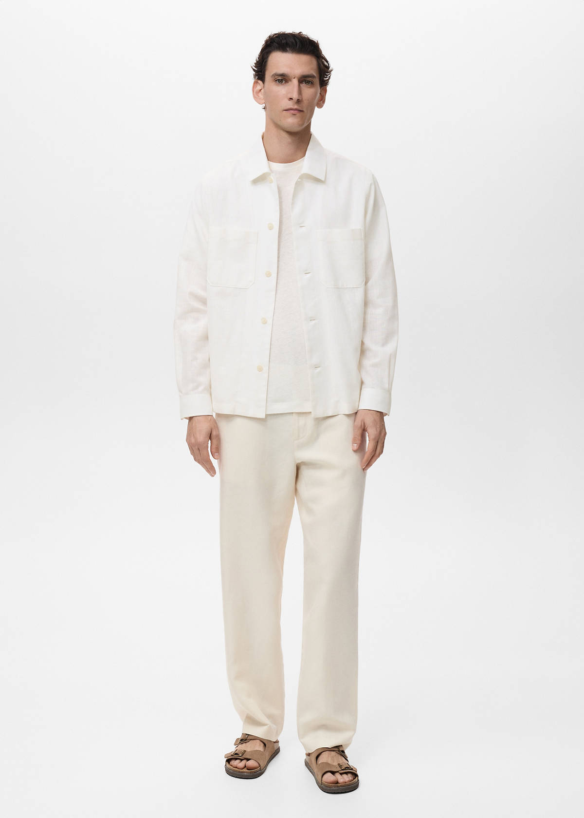 Linen-blend overshirt with pockets