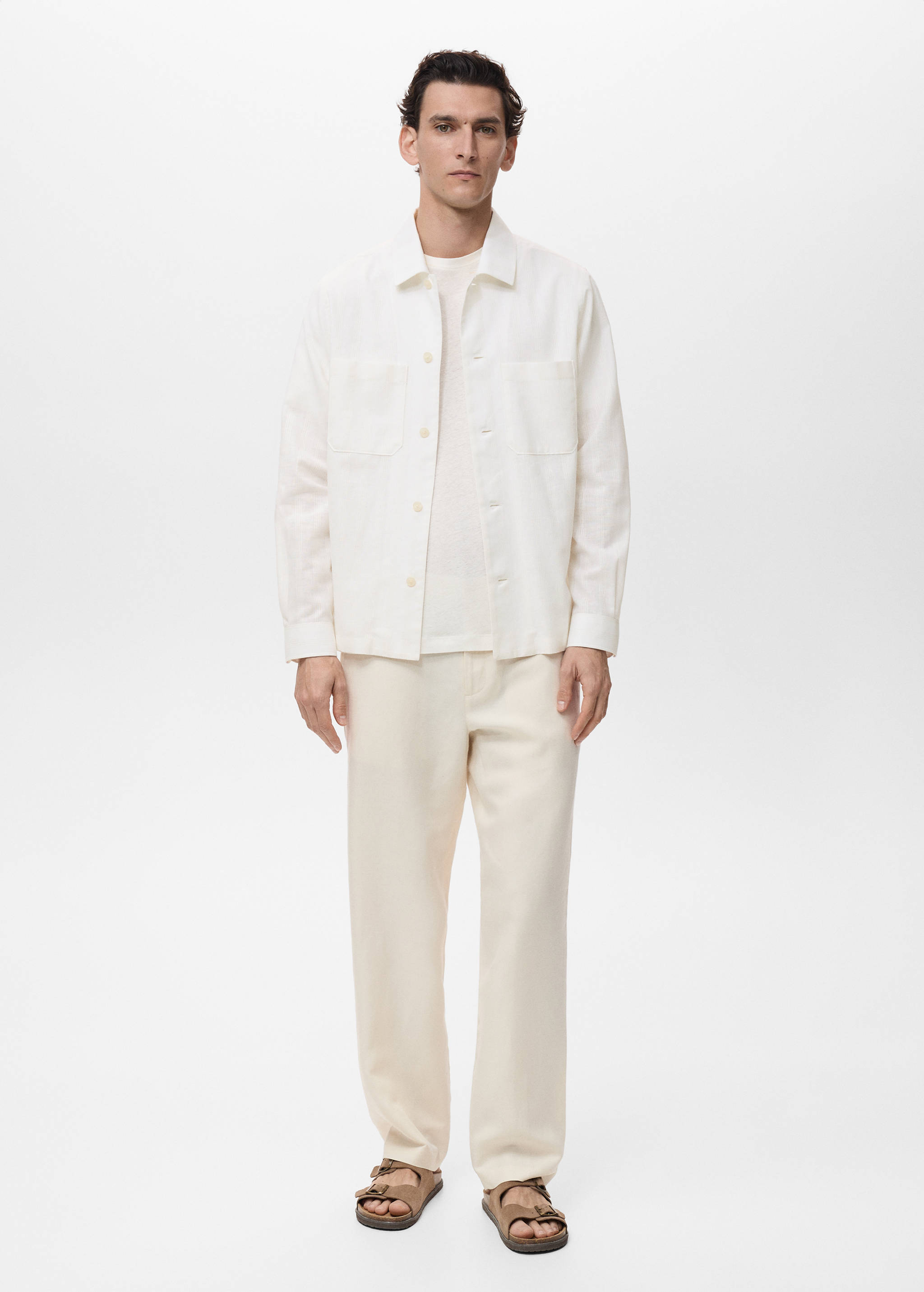 Overshirt aus Leinenmischgewebe mit Taschen - Allgemeine Ansicht
