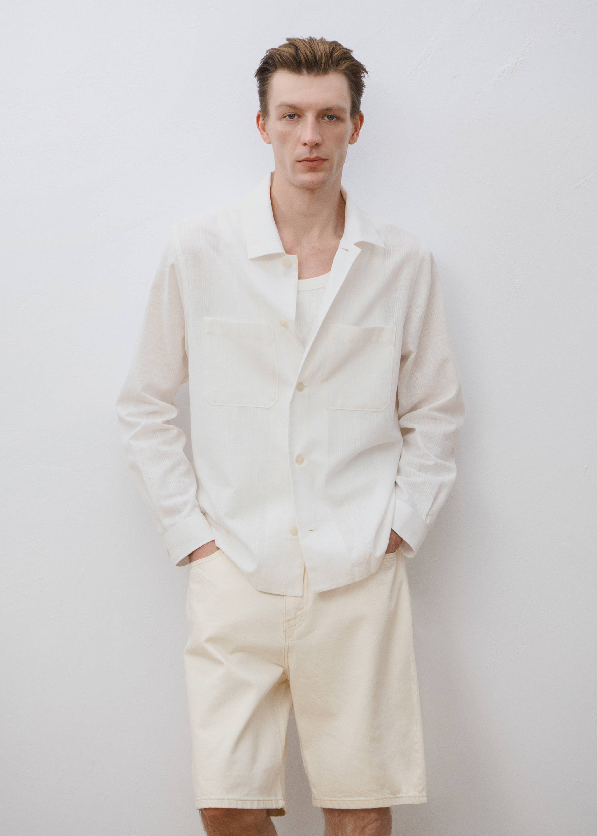 Overshirt aus Leinenmischgewebe mit Taschen - Detail des Artikels 3