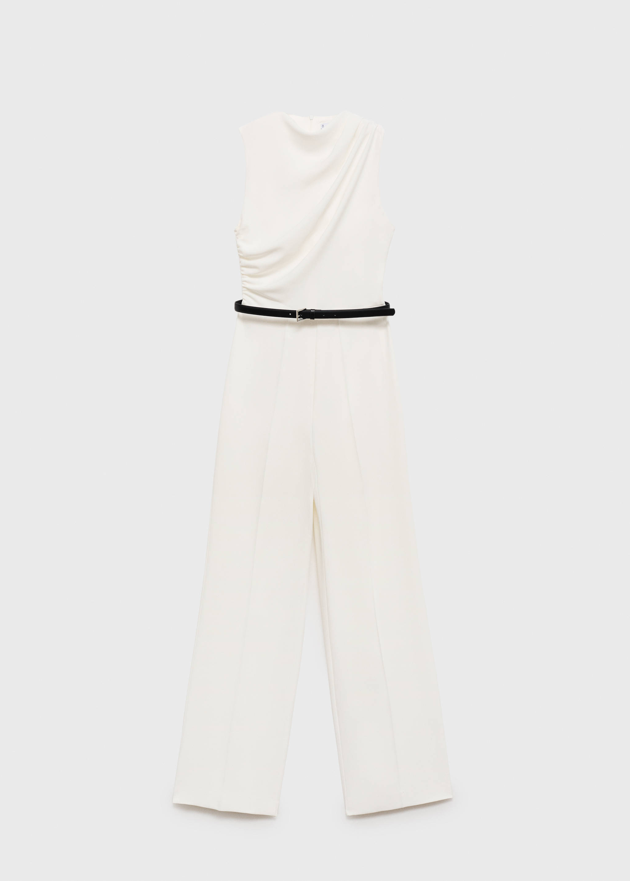 Long jumpsuit with draped neck and belt - Article without model