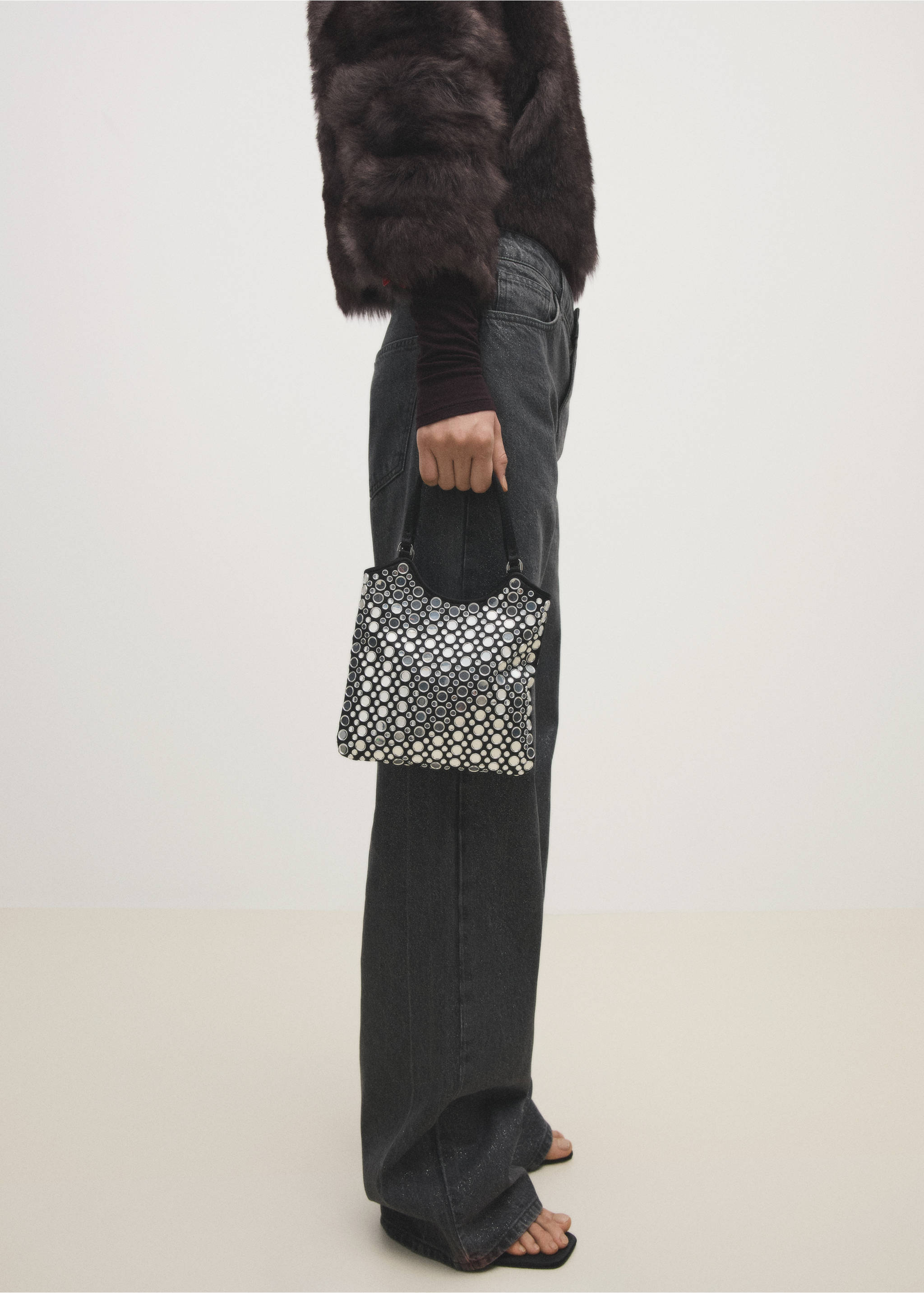 Mini bag with mirror detail - Details of the article 6, Black. Ref: 87080412-00.