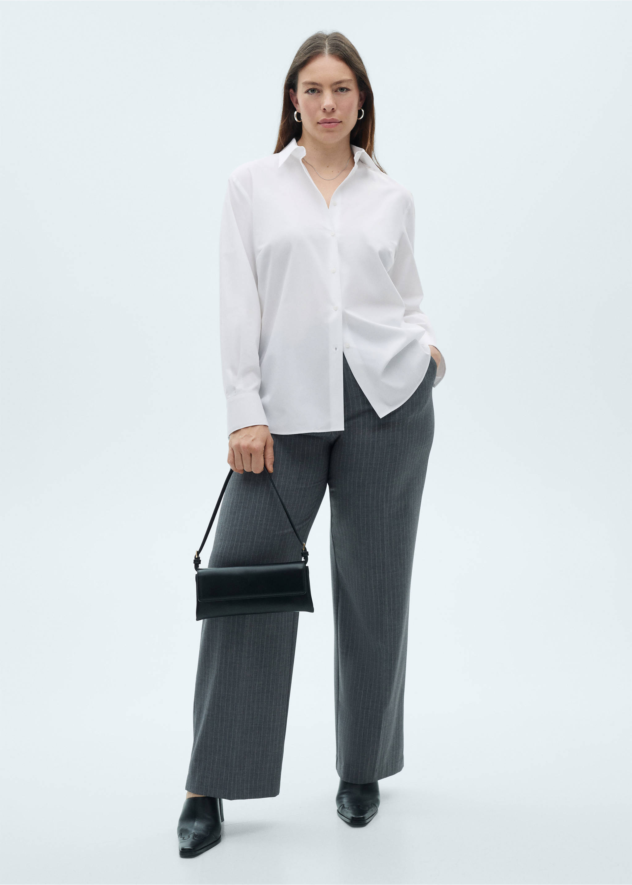 Camisa regular mezcla algodón lyocell - Detalle del artículo 3, Blanco roto. Ref: 87080413-00.