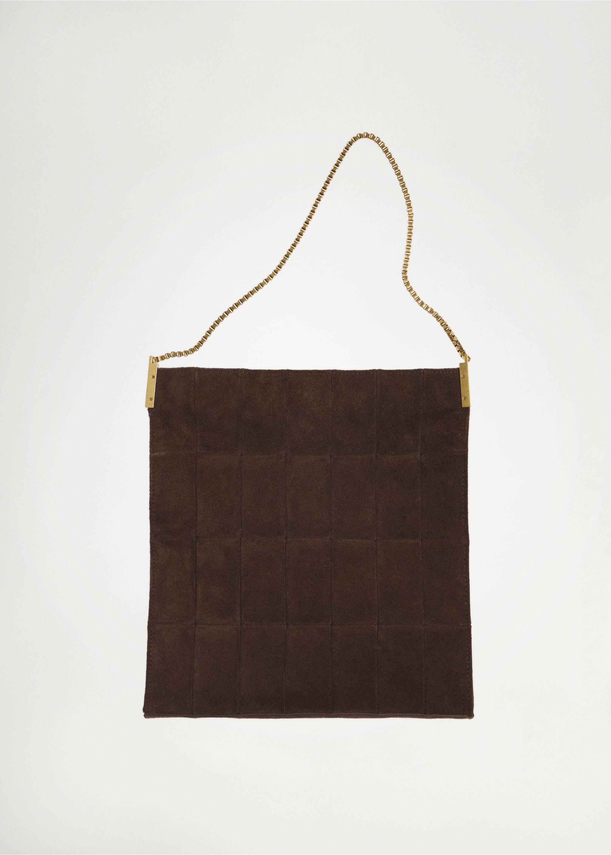 Suède tas met ketting - Detail van het artikel 7, Chocoladebruin. Ref: 87080414-00.