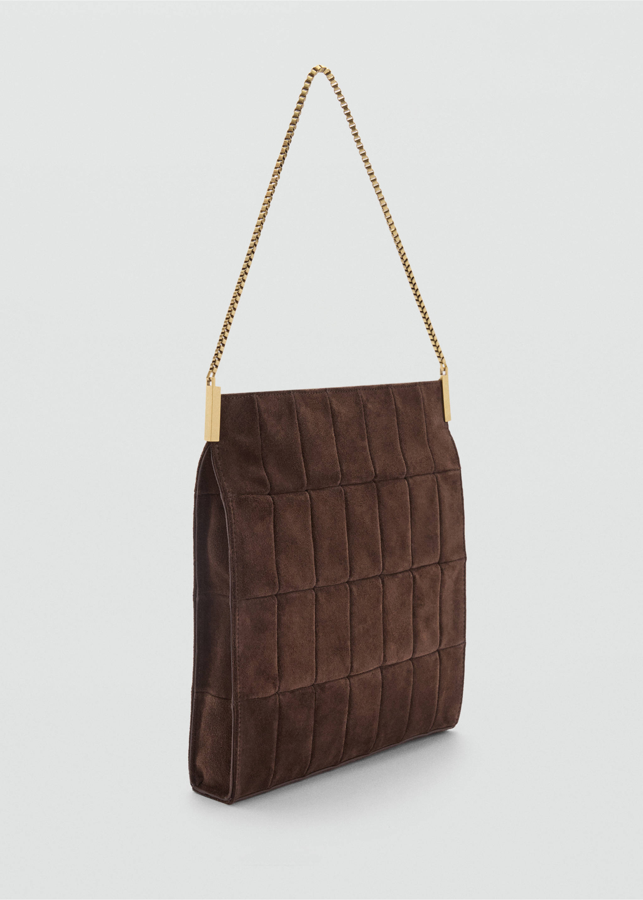 Suède tas met ketting - Middenvlak, Chocoladebruin. Ref: 87080414-00.