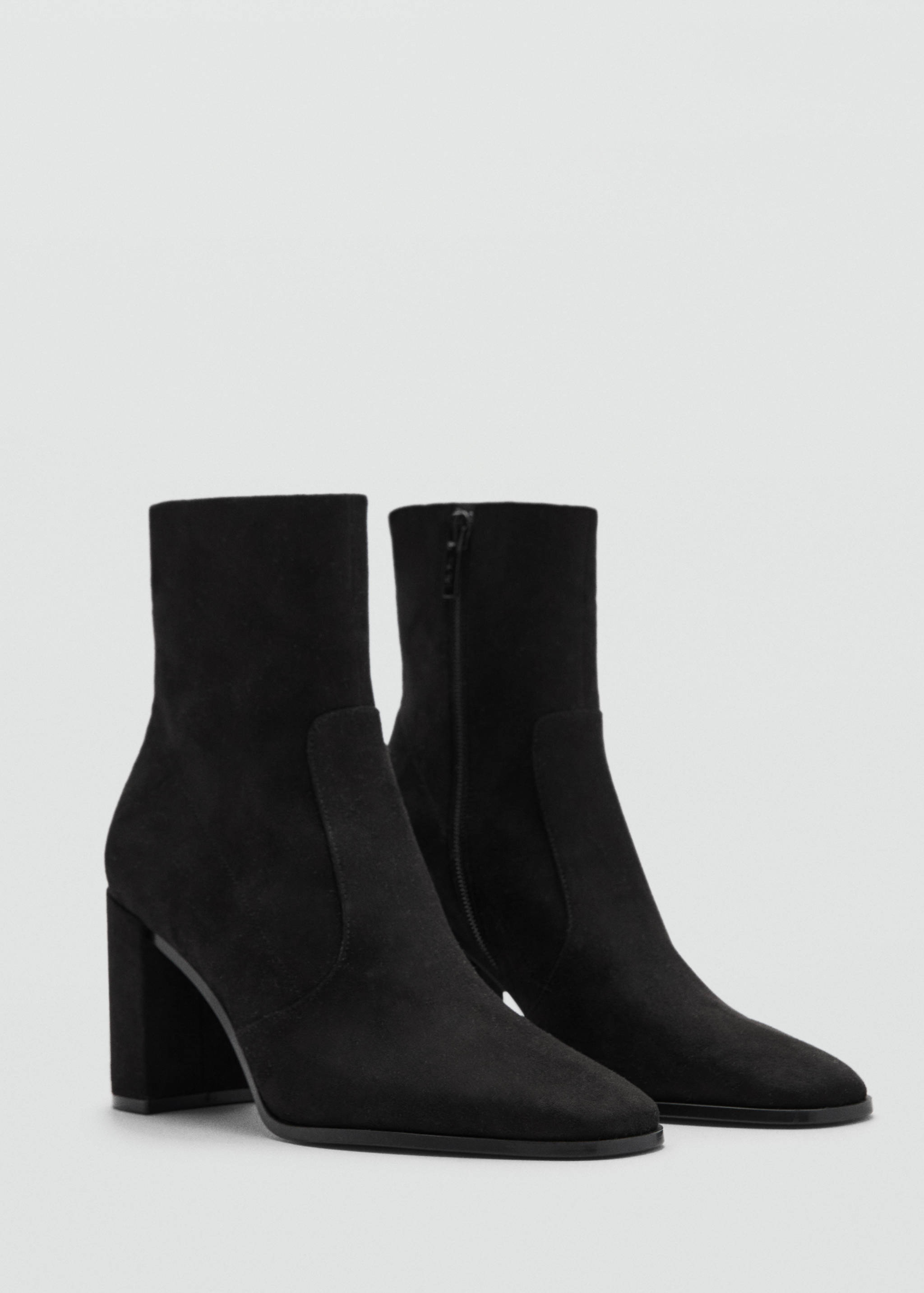 Suede block-heel ankle boots - Medium plane