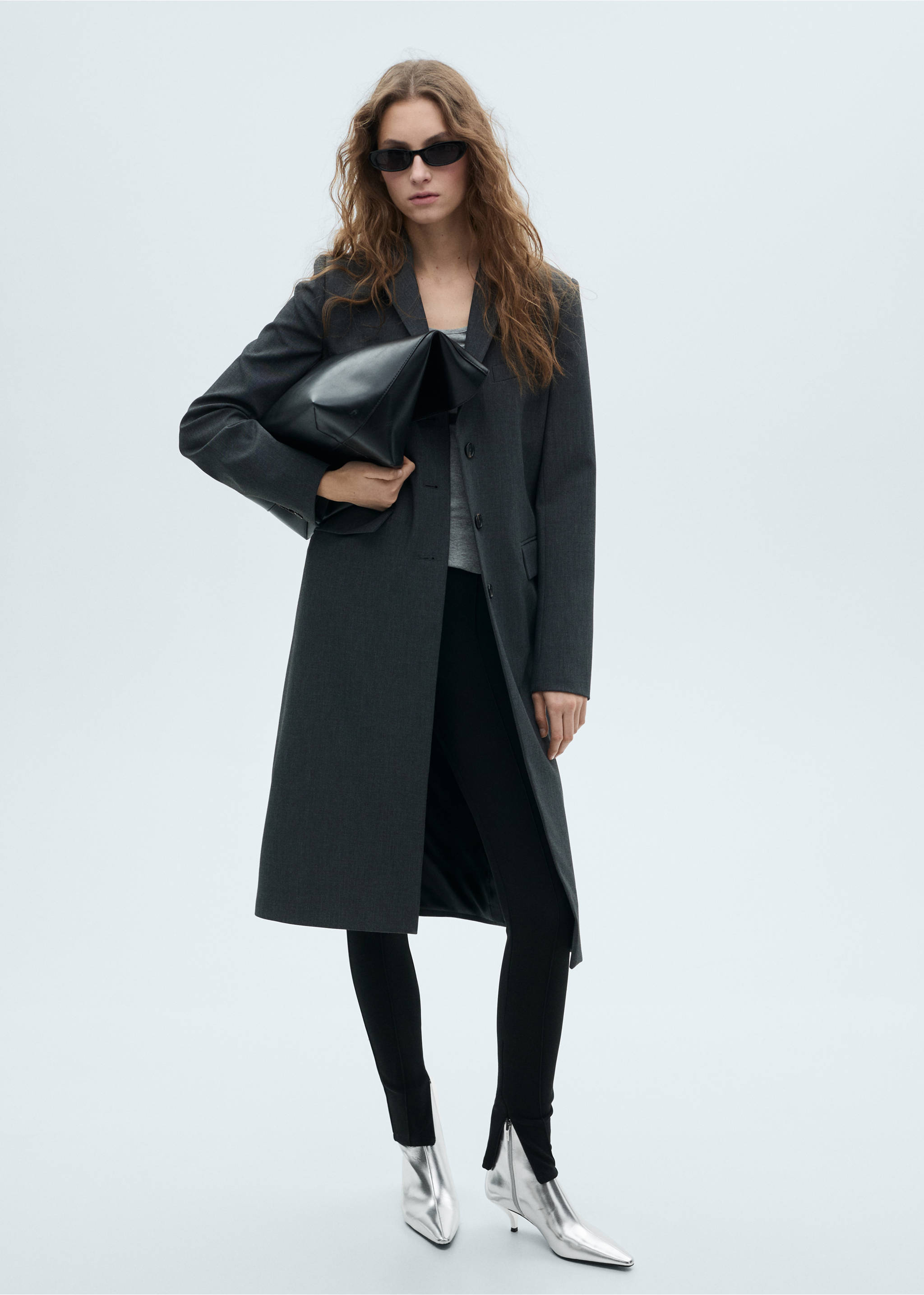 Bottines à bout pointu effet métallisé - Plan général, Argent. Ref: 87080418-00.