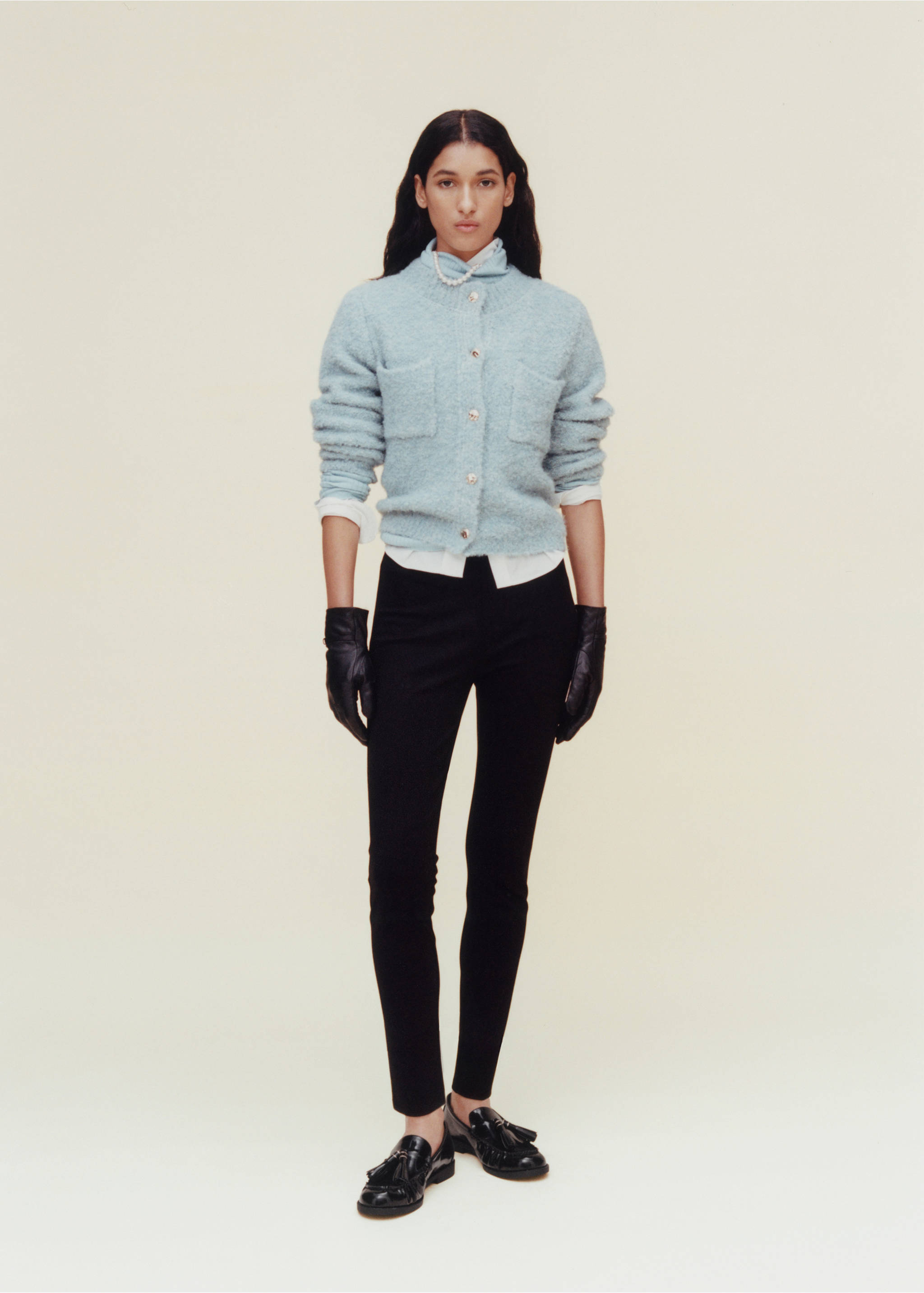 Mid-rise skinny leggings - Details of the article 3, Black. Ref: 87080422-00.