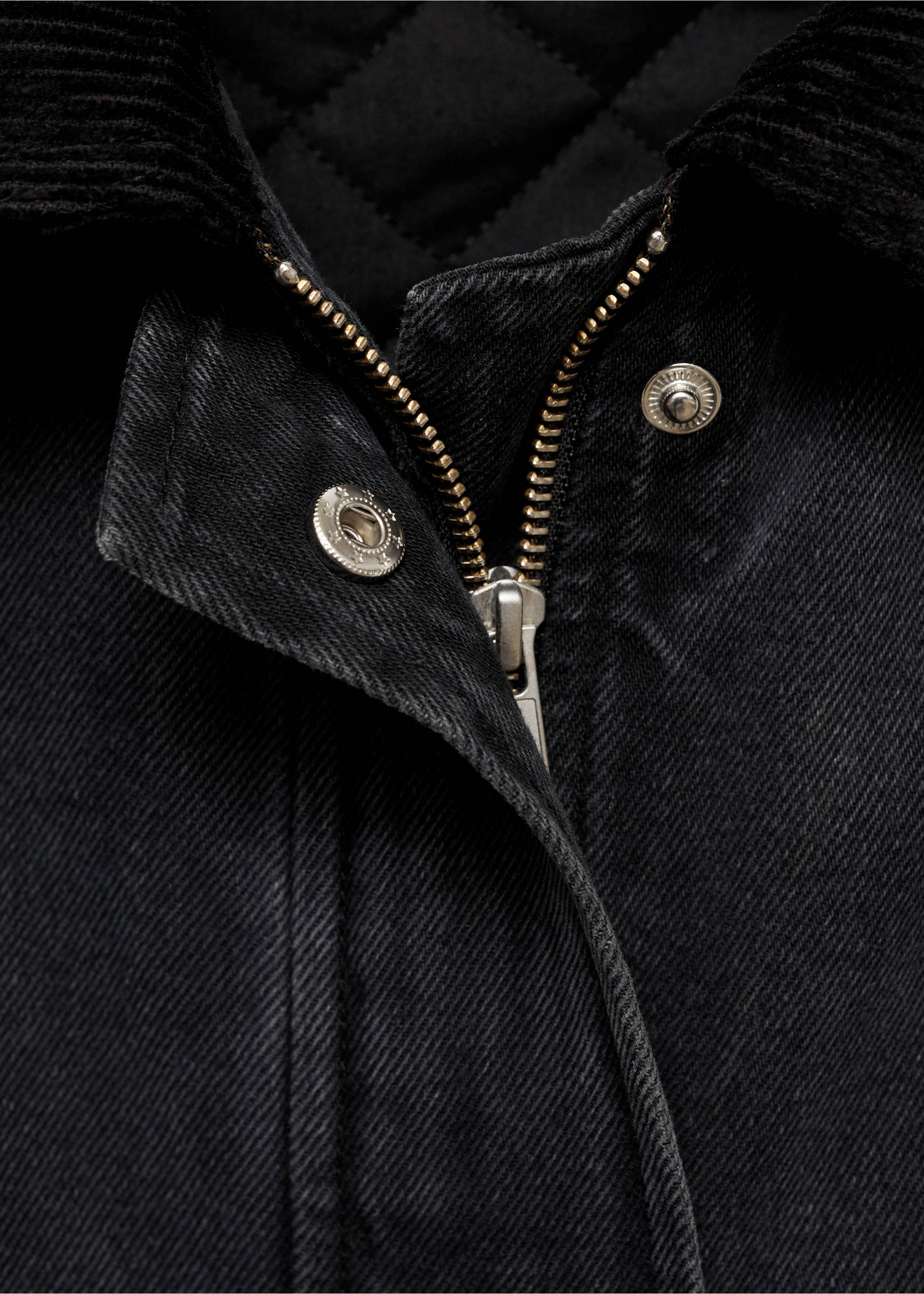 Giubbotto tasche collo velluto a coste - Dettaglio dell'articolo 8, Black denim. Ref: 87080424-00.