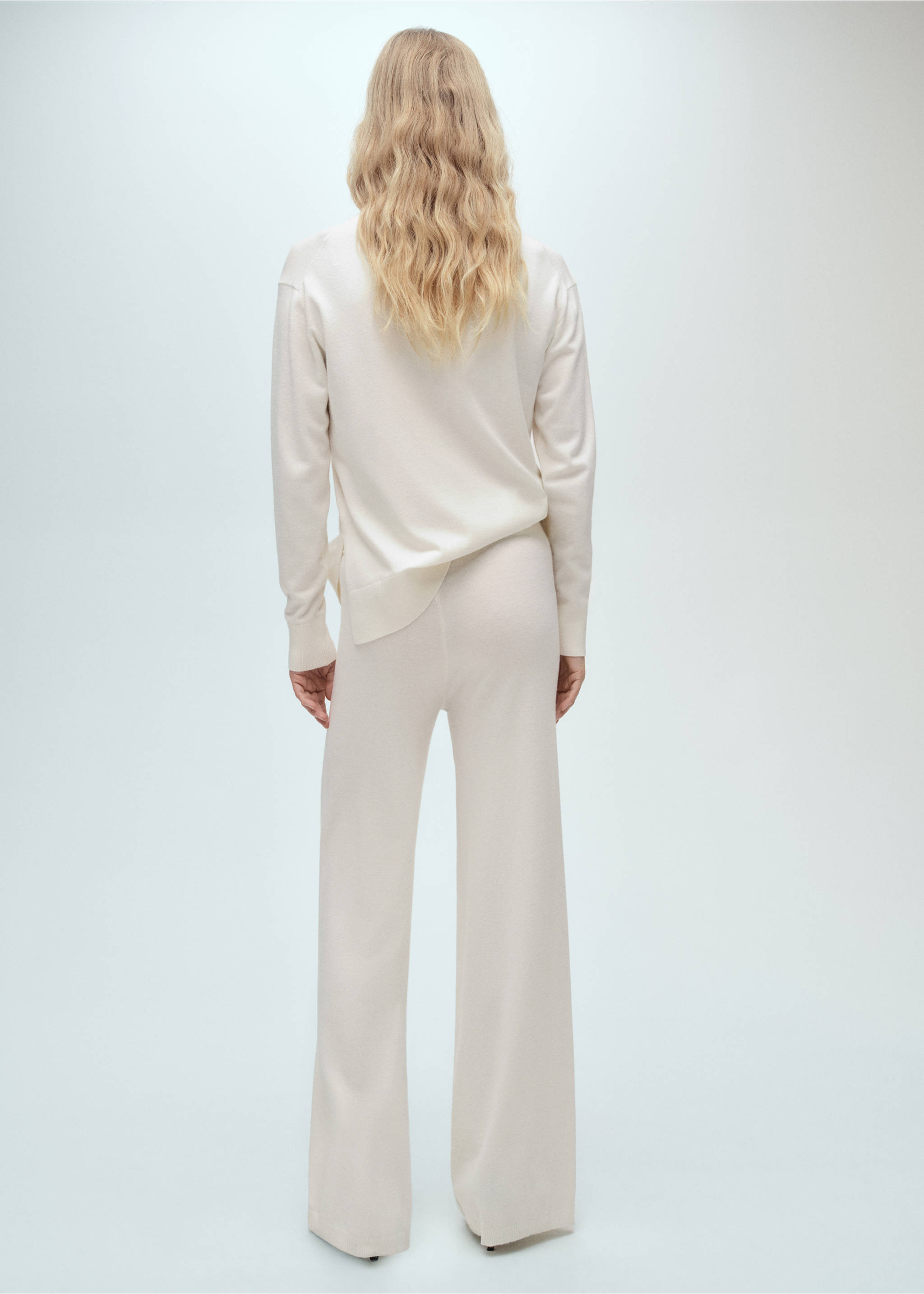 Pantalon large maille fine - Verso de l’article, Écru. Ref: 87080425-00.