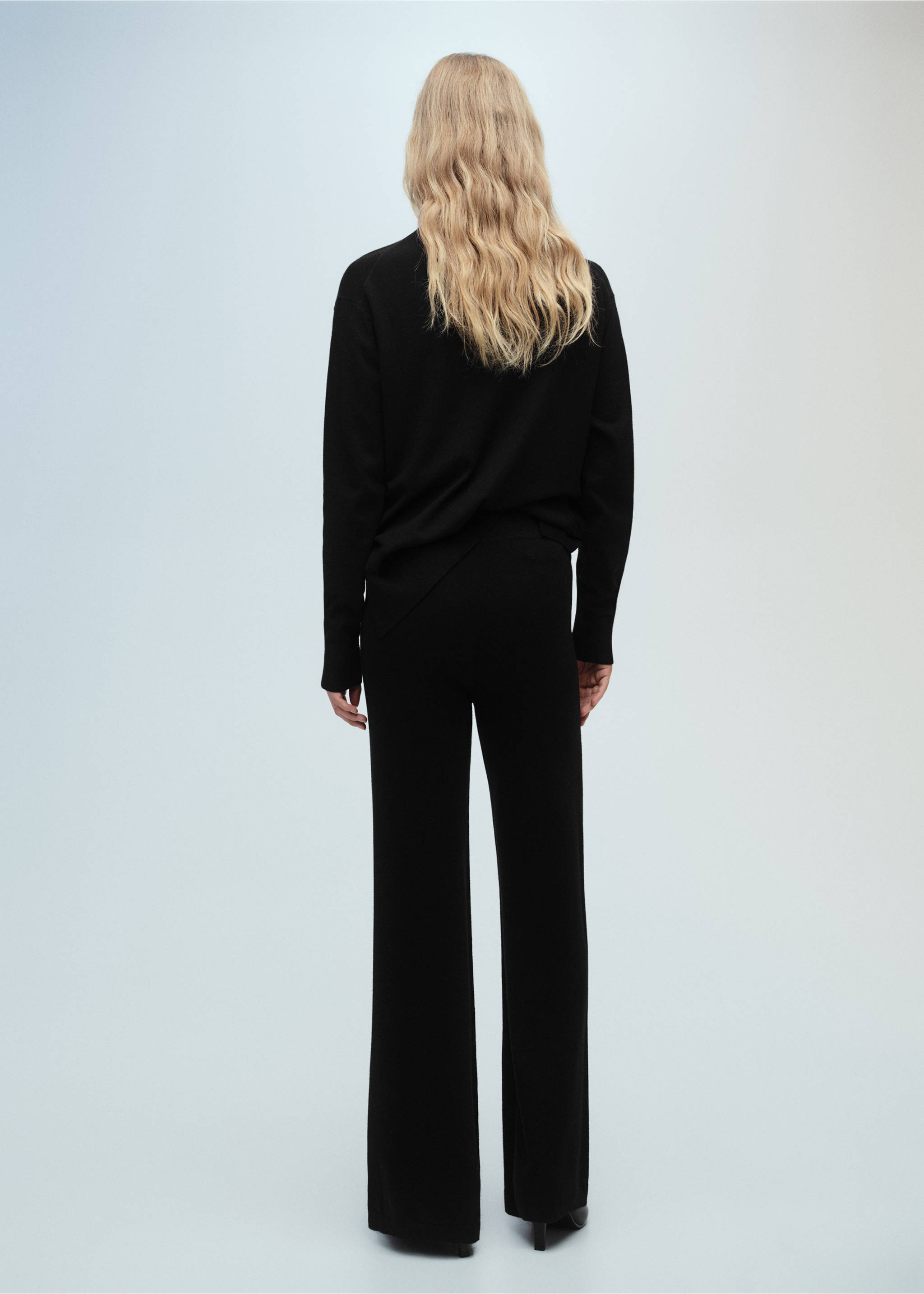 Pantalon large maille fine - Verso de l’article, Noir. Ref: 87080425-00.