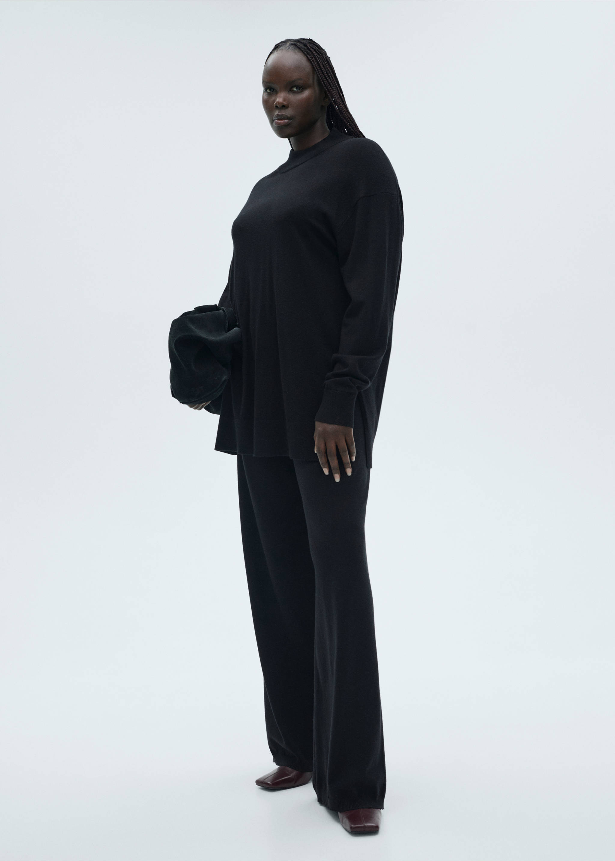 Pantalon large maille fine - Détail de l'article 6, Noir. Ref: 87080425-00.
