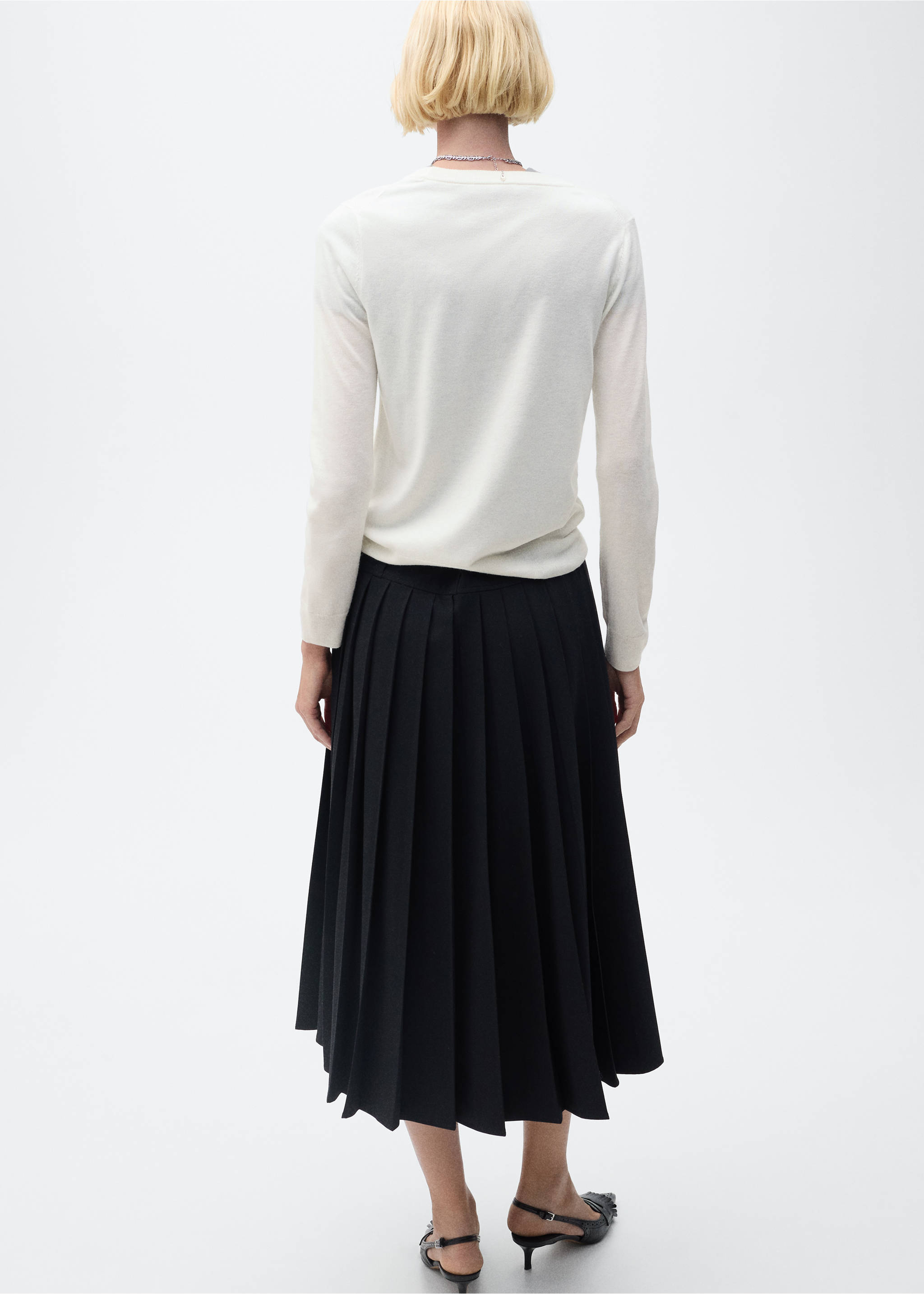 Wool-blend round-neck sweater - Reverse of the article, Ecru. Ref: 87080432-00.