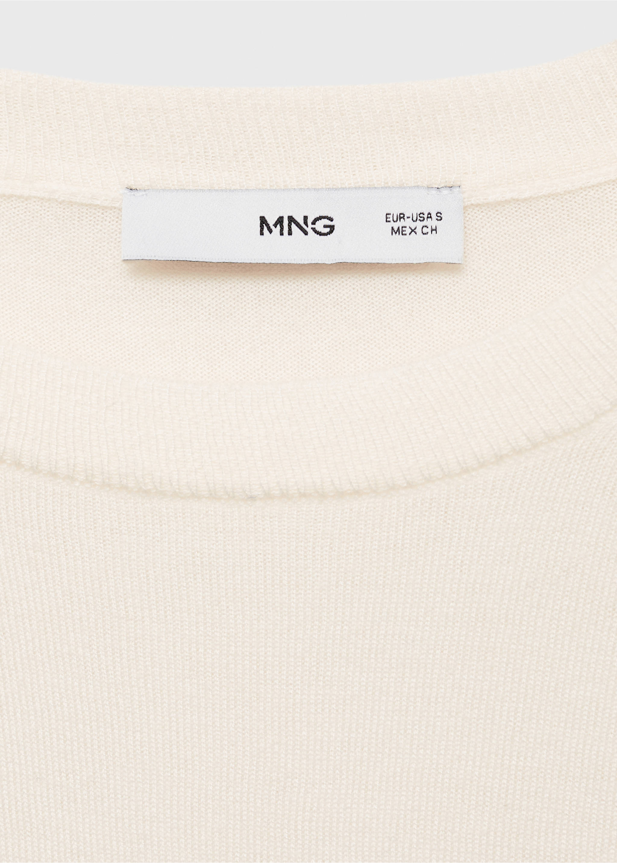 Wool-blend round-neck sweater - Details of the article 8, Ecru. Ref: 87080432-00.