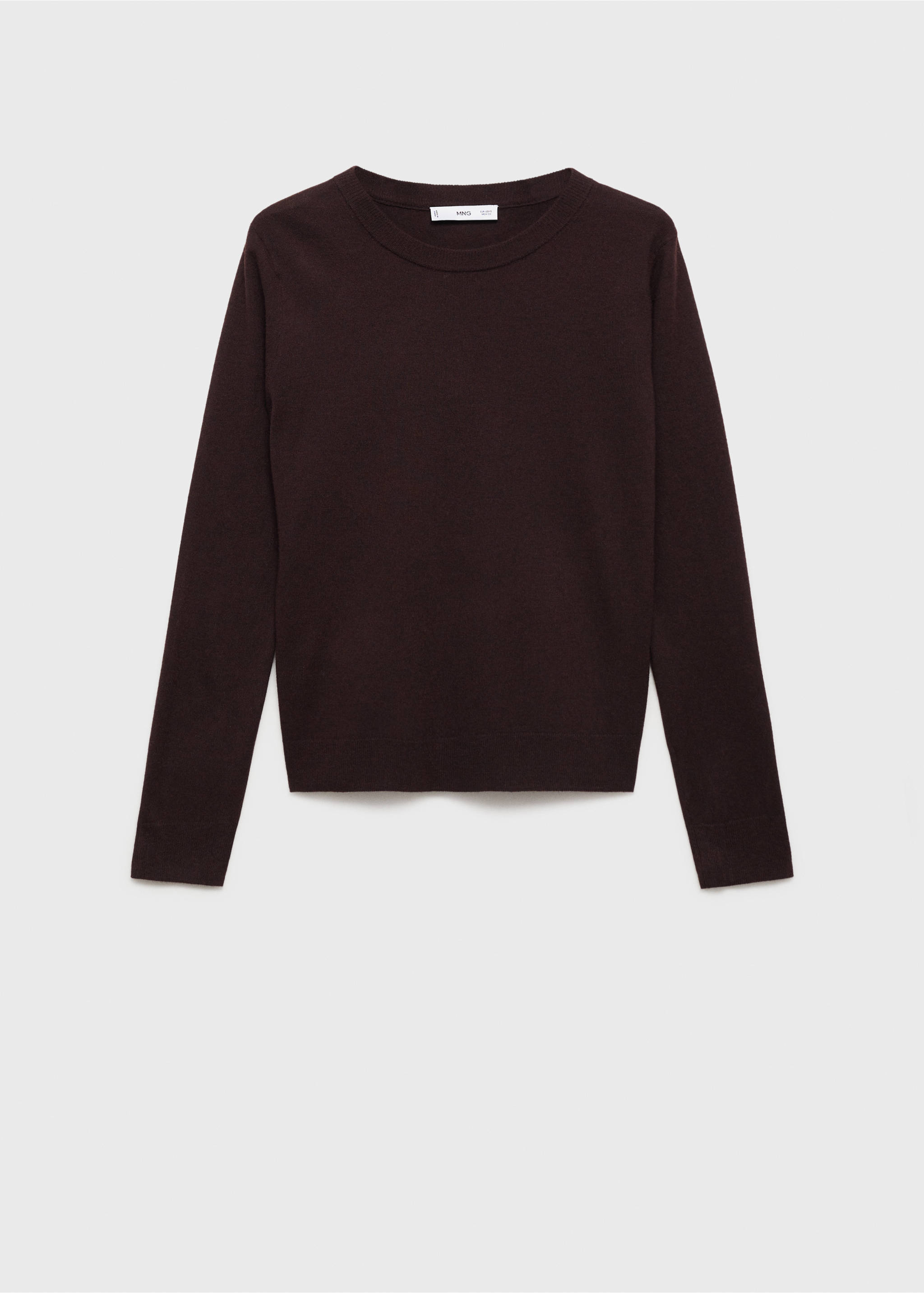 Wool-blend round-neck sweater - Article without model, Chocolate. Ref: 87080432-00.