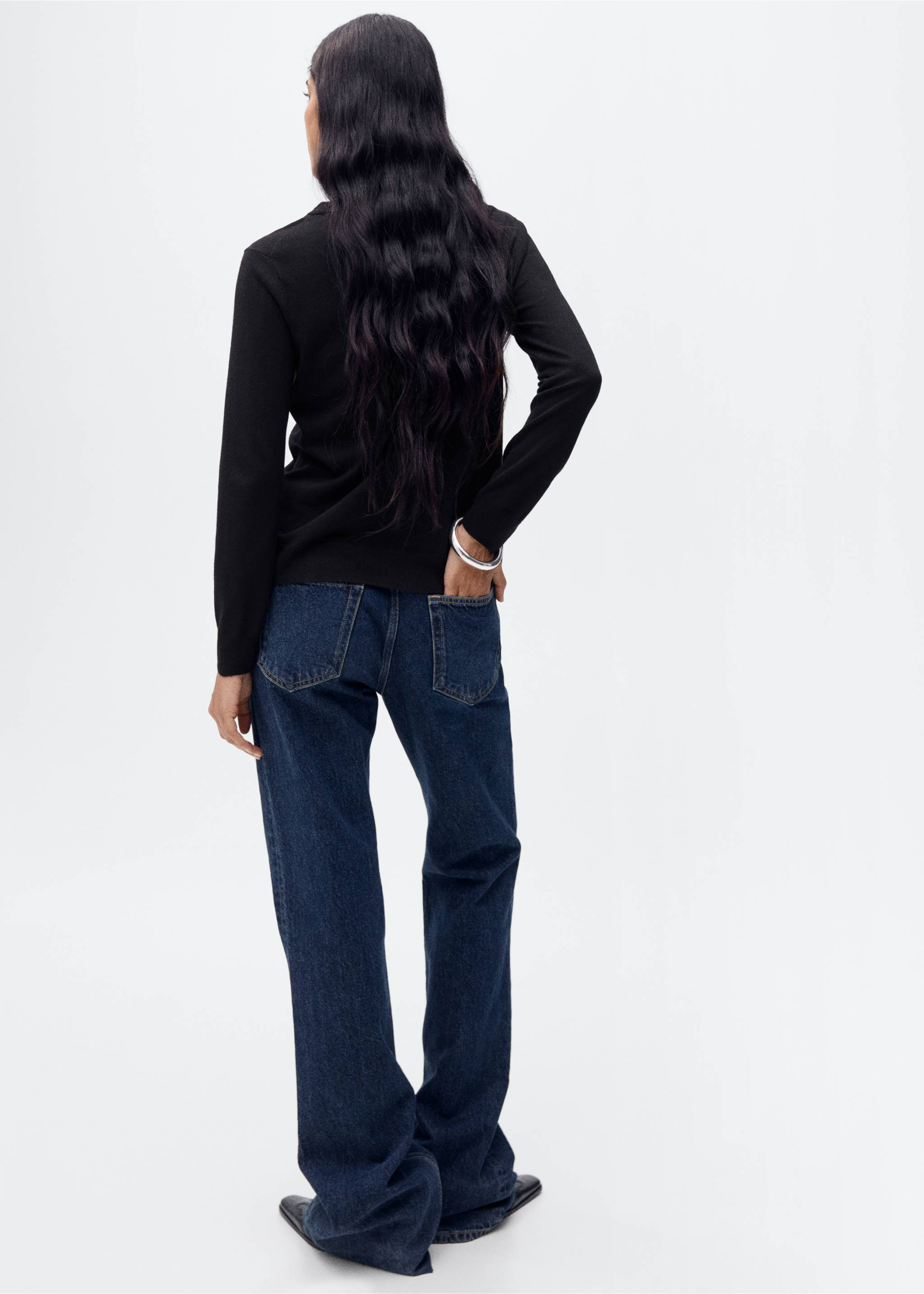 Wool-blend round-neck sweater - Reverse of the article, Black. Ref: 87080432-00.