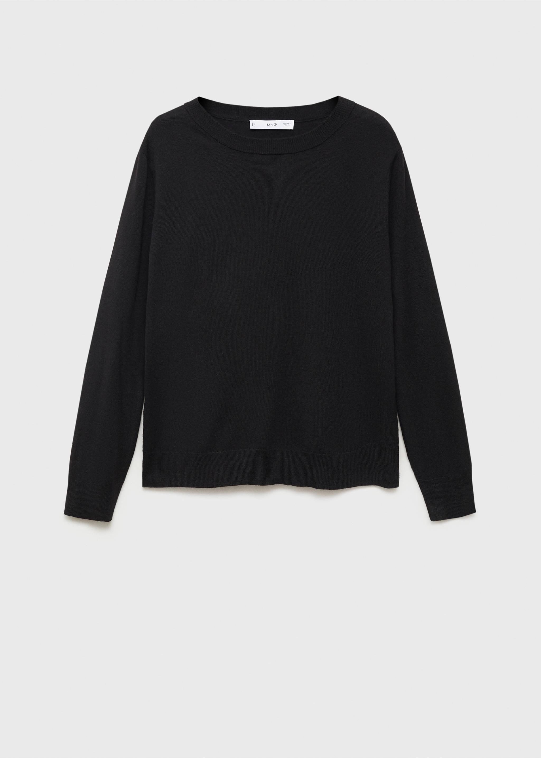 Wool-blend round-neck sweater - Article without model, Black. Ref: 87080432-00.
