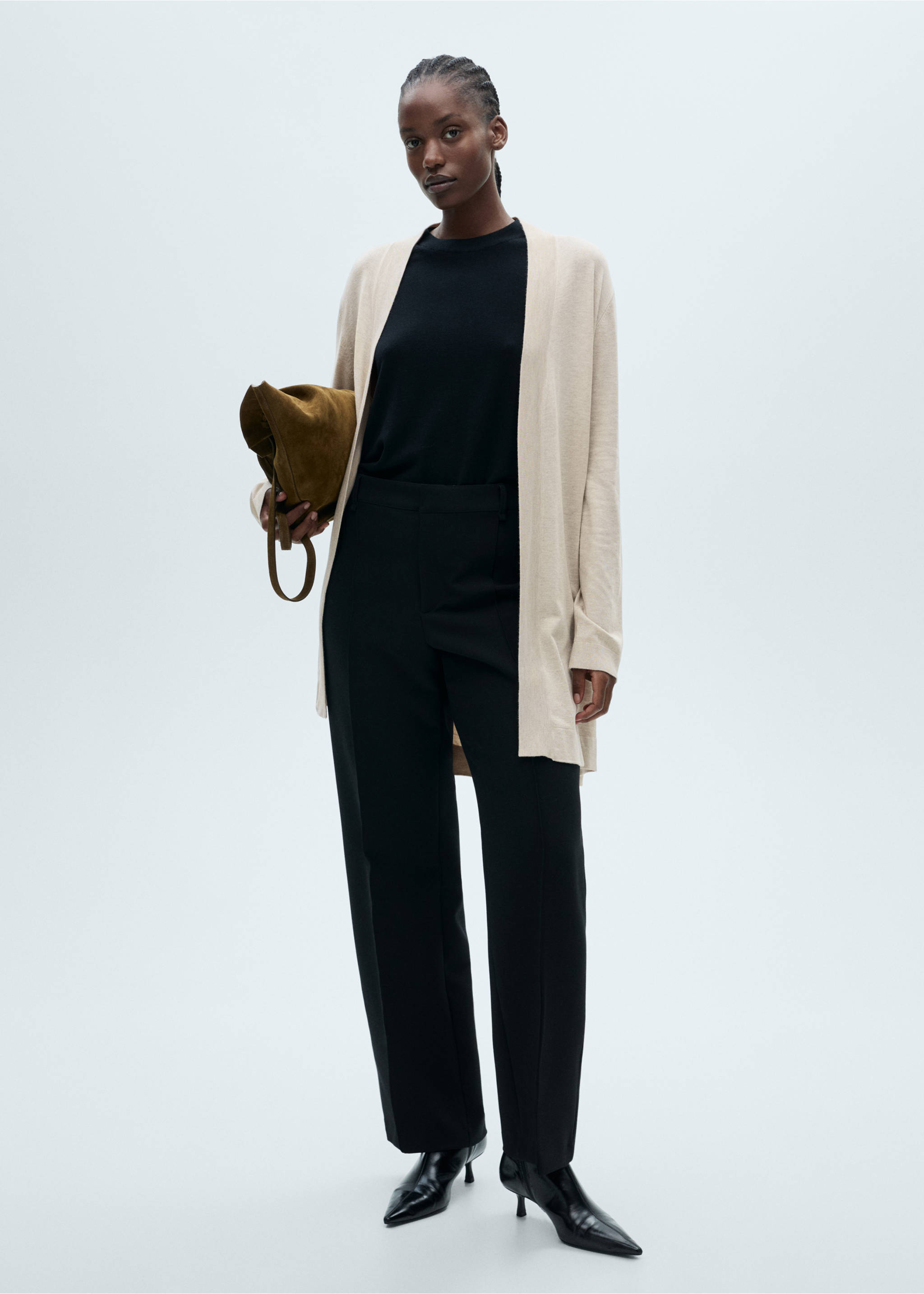 Finstickad cardigan - Detaljer om artikeln 3, Sand. Ref: 87080437-00.