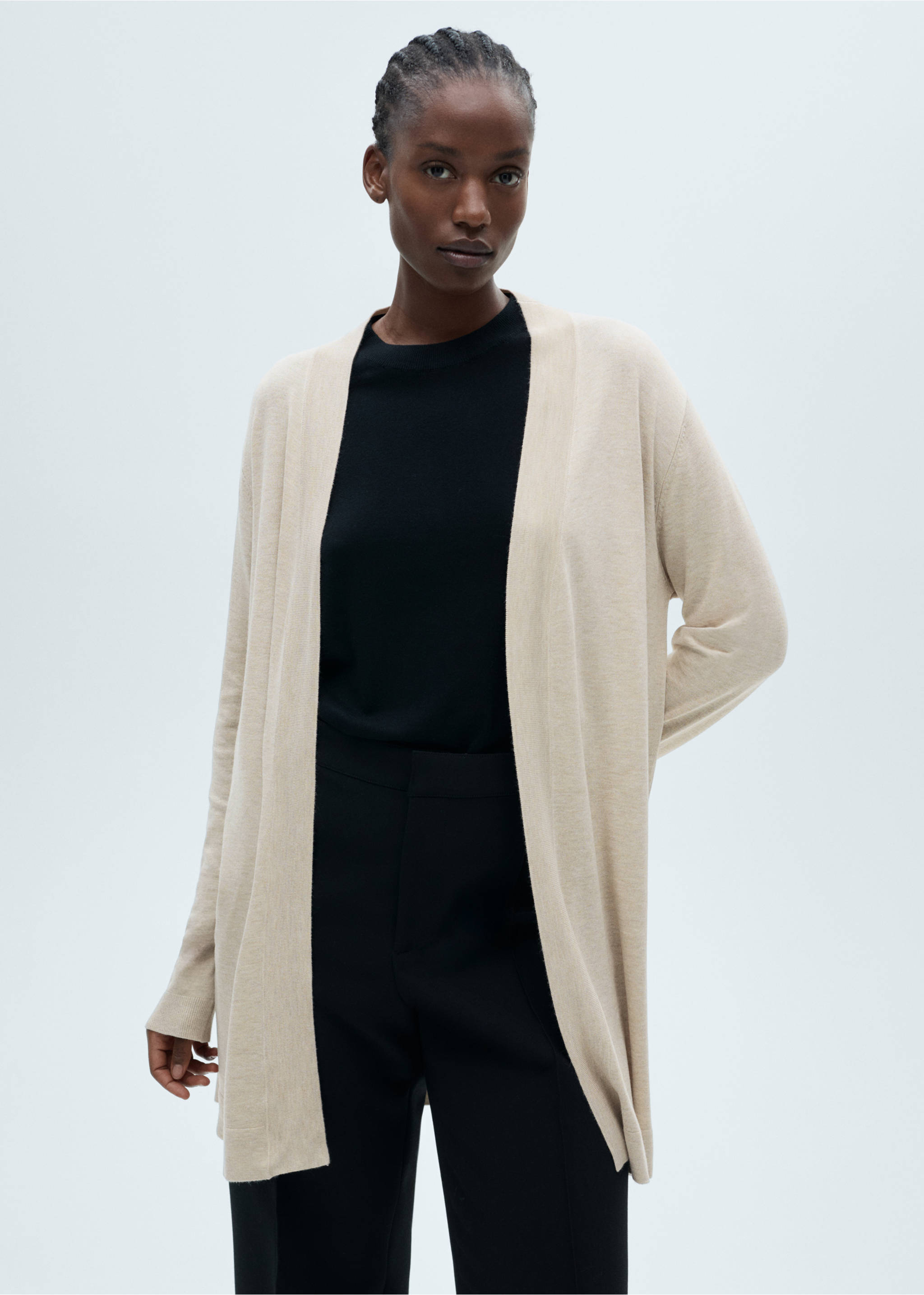 Finstickad cardigan - Detaljer om artikeln 5, Sand. Ref: 87080437-00.