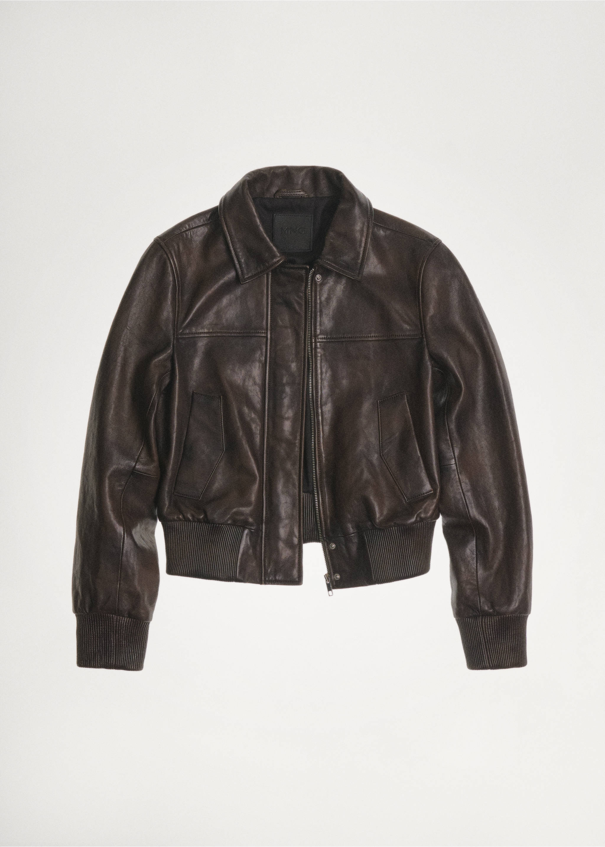 Chaqueta bomber piel - Detalle del artículo 4, Marrón. Ref: 87080440-00.