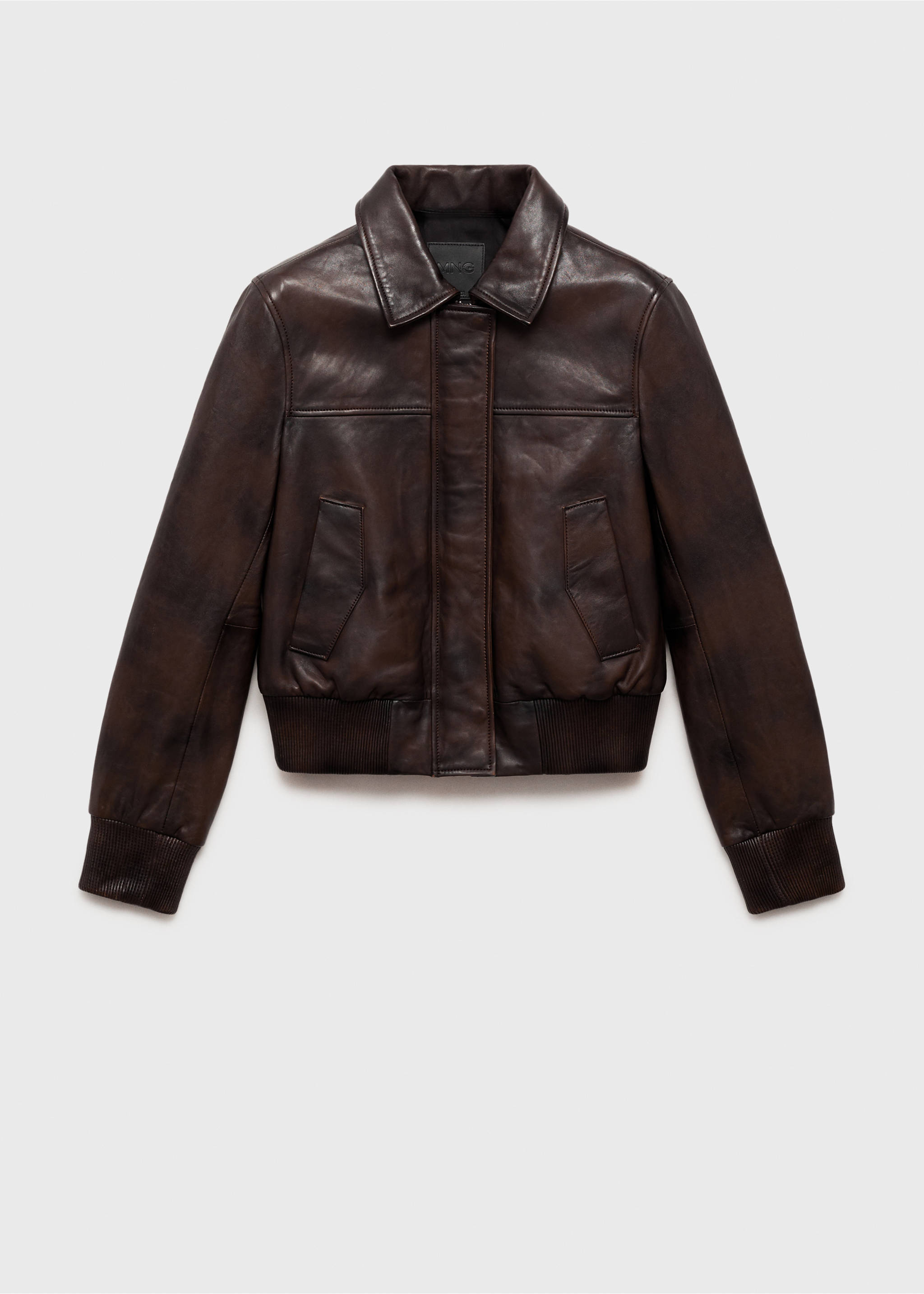 Chaqueta bomber piel - Artículo sin modelo, Marrón. Ref: 87080440-00.